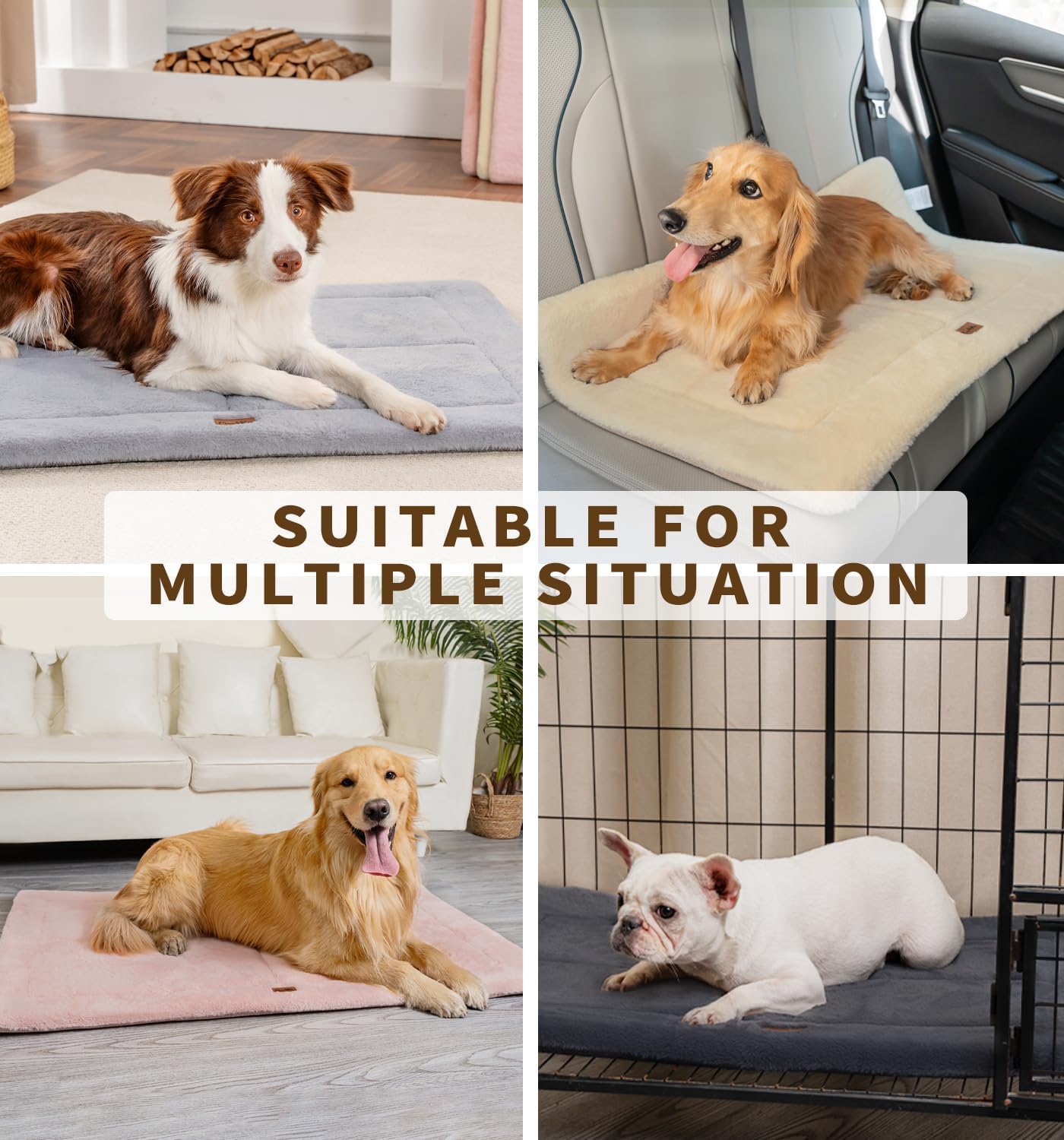 Made4Pets Dog Crate Pad Bed for Medium Dogs, Washable & Reversible, Anti-Slip Kennel Mat for Cozy Sleeping, Soft Fluffy Dog Bed for Indoor & Outdoor Use, 29"x21", Dark Gray