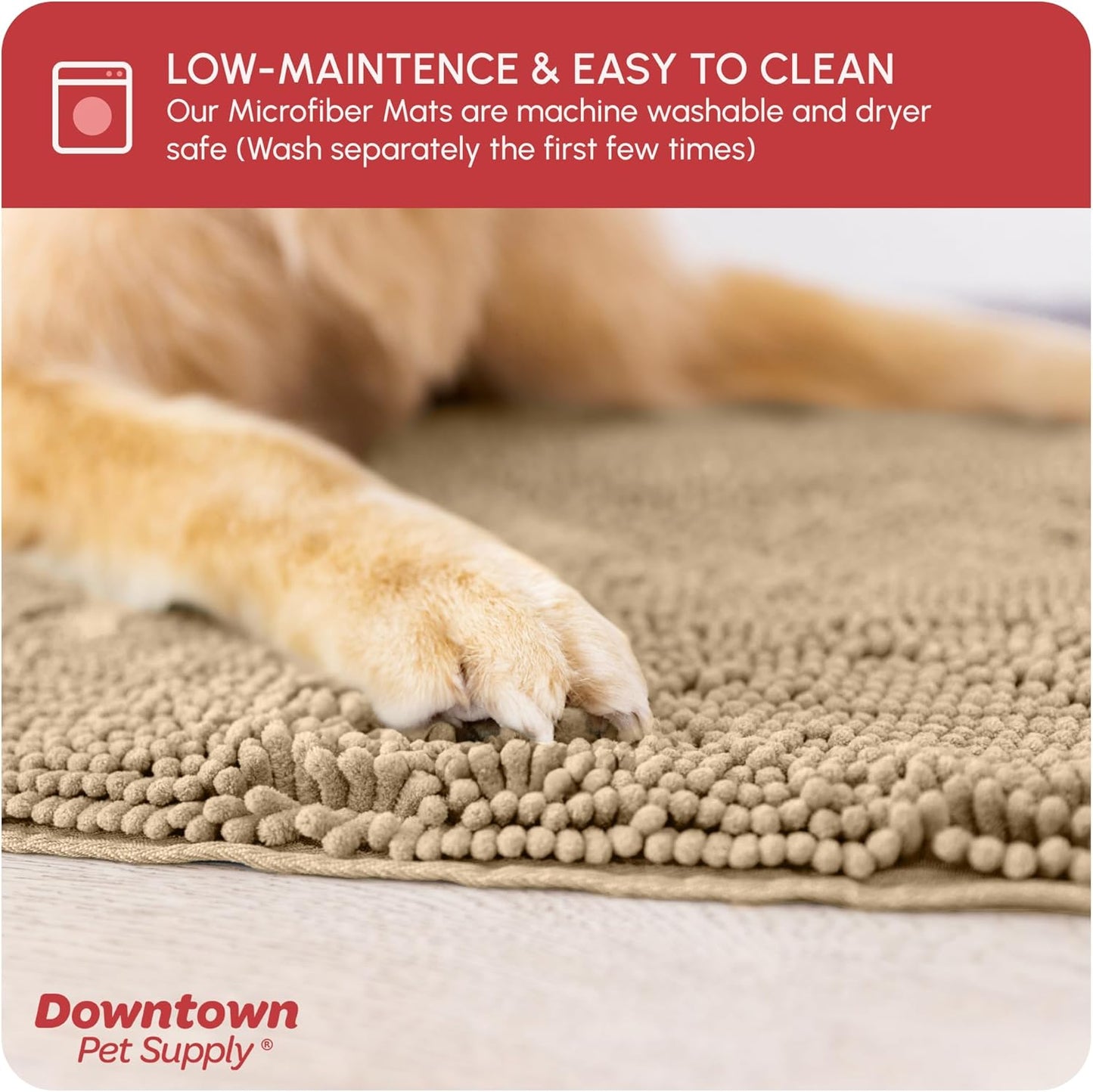 My Doggy Place Microfiber Dog Mat for Muddy Paws, 60" x 36" Oatmeal - Non-Slip, Absorbent and Quick-Drying Dog Paw Cleaning Mat, Washer and Dryer Safe - X-Large/Runner