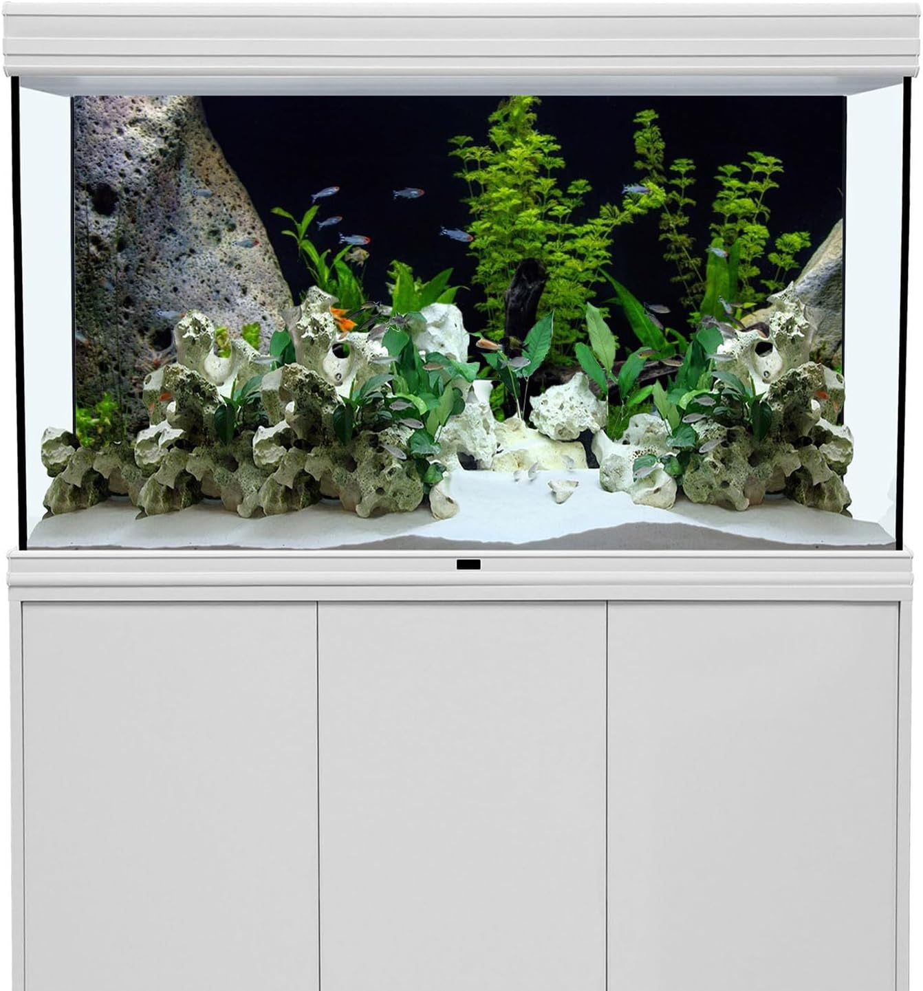 AWERT Vinyl Underwater Aquatic Plant Fish Tank Background Stone River Bed & Lake Aquarium Background 36x20 inches