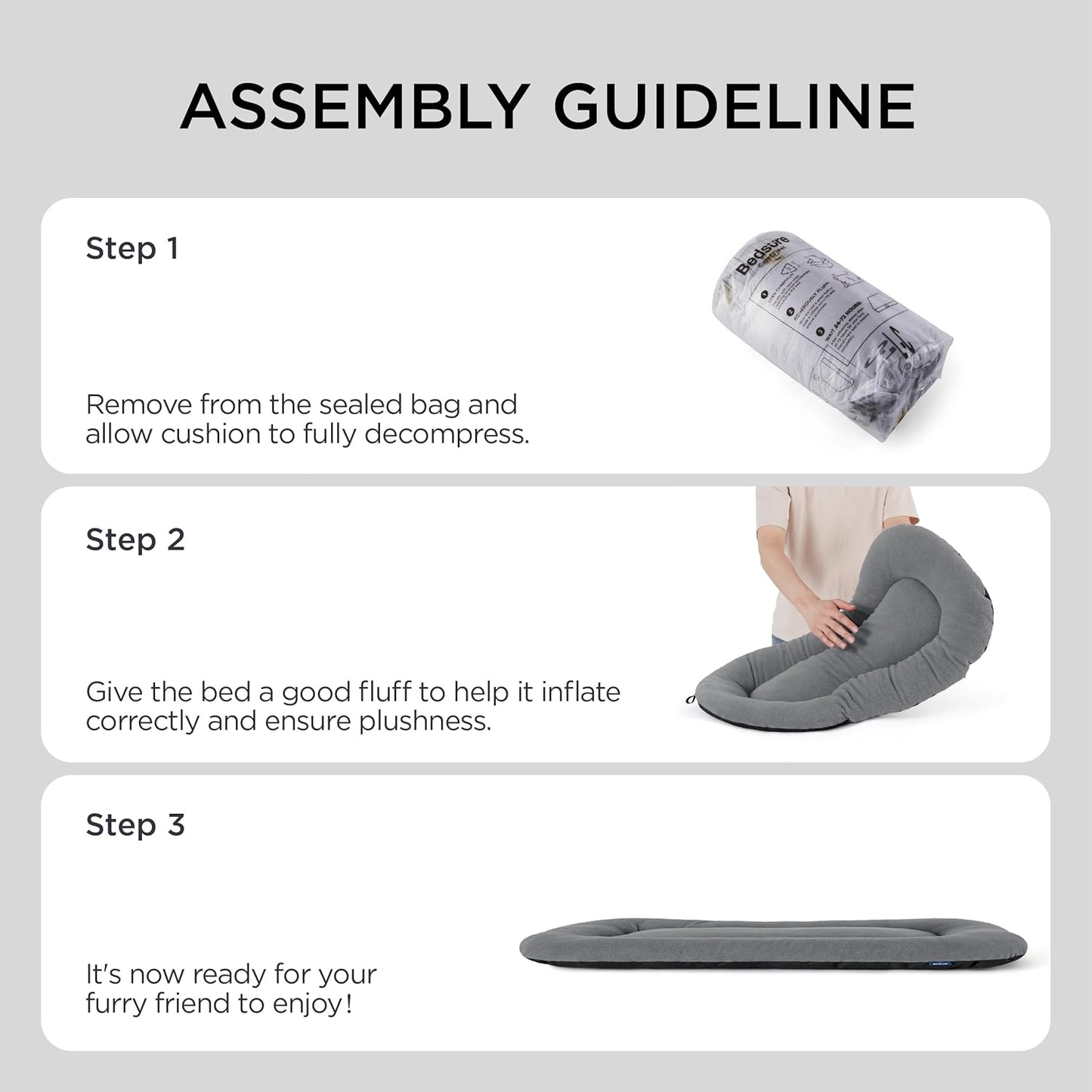 Bedsure Washable Dog Crate Pad for Medium Dogs, Anti-Slip Puppy Kennel Dog Bed for Crate - Ultra Soft Fleece Flat Thin Pet Mat (Not Chew Proof), Light Grey 29"x21"