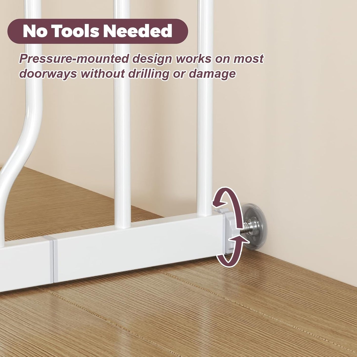 29"-40" Baby Gate for Stairs, Auto Close Stroller Friendly Dog Gate Indoor for Doorways, Pressure Mounted Baby Gate, Easy Walk Through Gate for Children & Pets, White