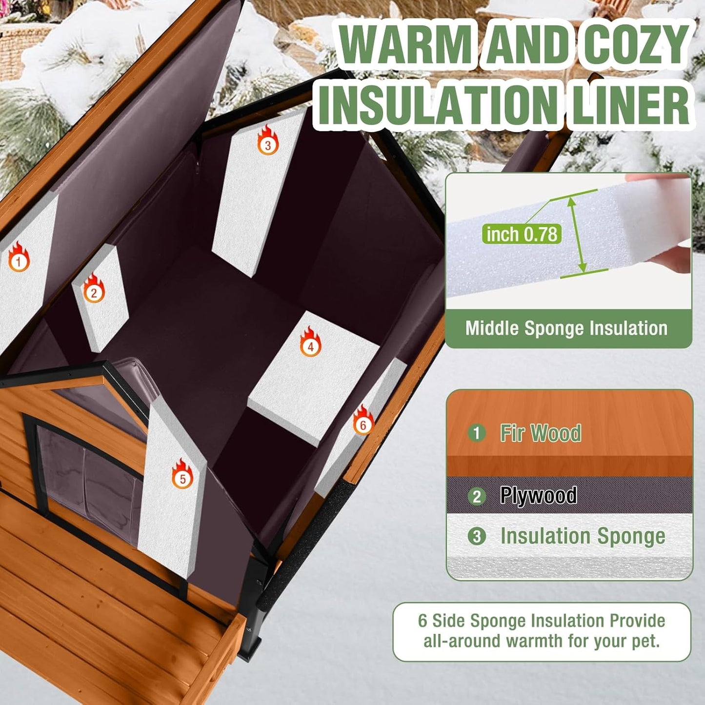 Dog House Outdoor Insulated for Winter, Puppy Kennel with Anti-Chewing Iron Frame, Weatherproof Dog Crate with Insulated Liner for Small Medium Large Dogs (Brown, 45" x 32.9" x 32.6")