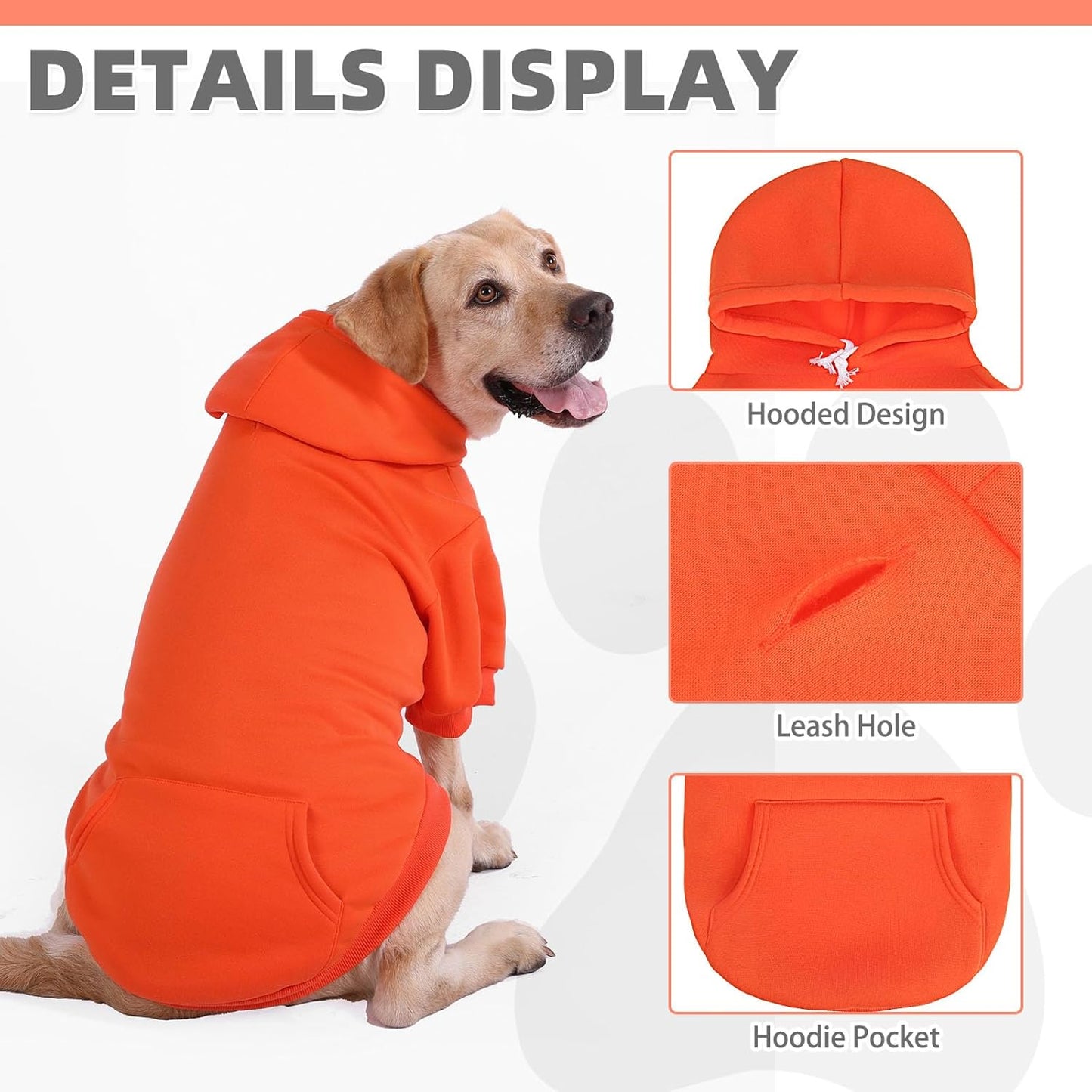 KOOLTAIL Fall Dog Hoodie - Soft & Warm Dog Thanksgiving Sweater with Leash Hole and Pocket,Pet Winter Coat,Cold Weather Clothes Sweatshirt for Small Medium Large Dogs Puppy Cat Boy Girl,Orange XL/XXL