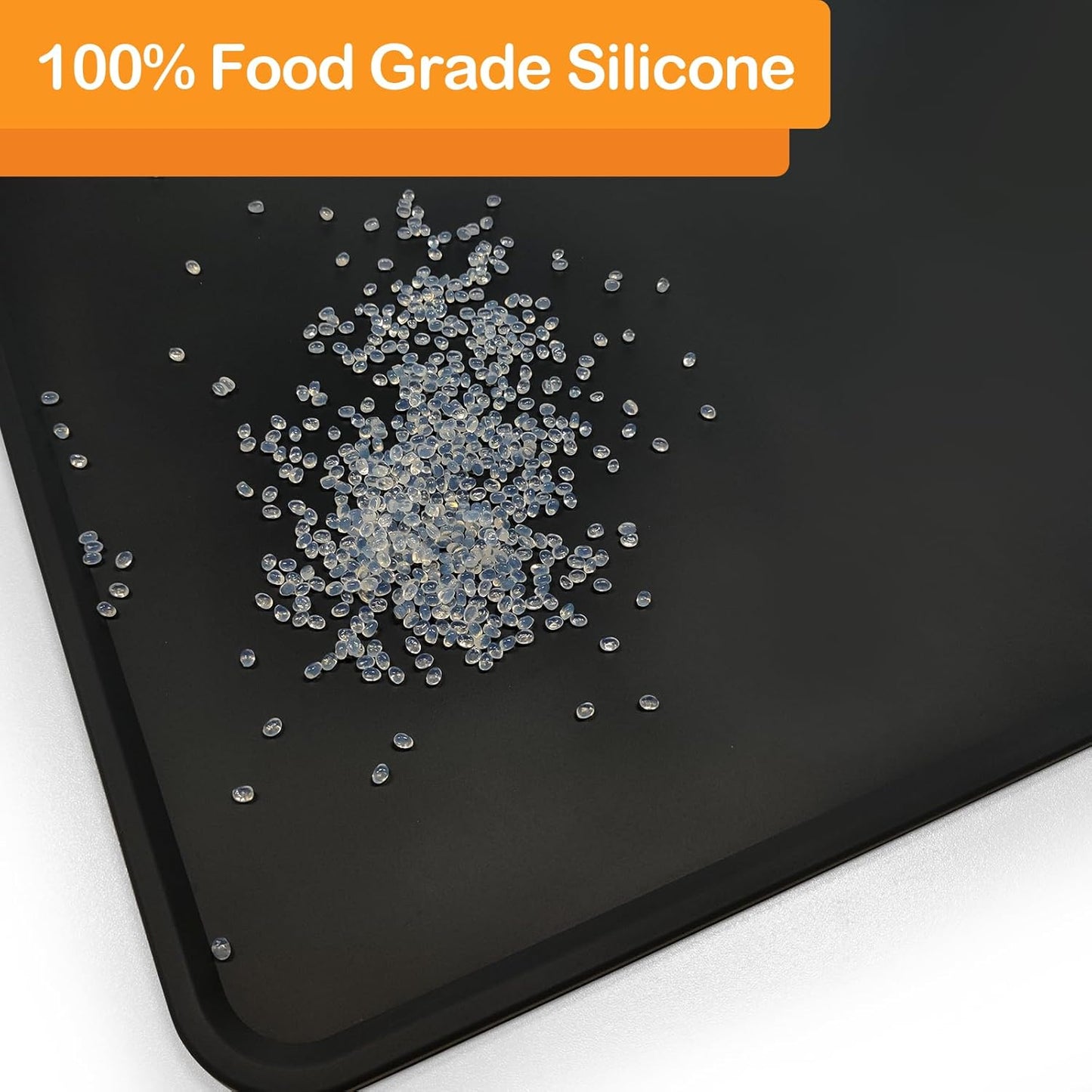 KVK Dog Water Mat 39.4×29.5in - Silicone Dog Mat for Food and Water Extra Large - Pet Food Mat for Floors Waterproof - Pet Feeding Mat Prevent Water Food Spills - Black