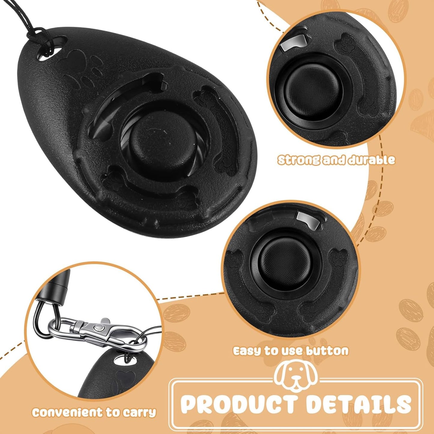 Frienda 18 Pieces Dog Training Clicker, Pet Behavioral Training Clickers with Wrist Strap for Dogs Cats Puppy Birds Horses(Black)