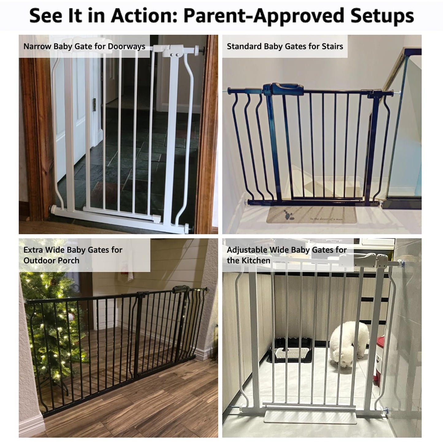 Baby Gates Extra Wide 53-57.5 Inch Large Baby Gate for Stairs Tension Pet Dog Gates Indoor for Doorways No Drilling Pressure Mounted Pet Gates for Kids