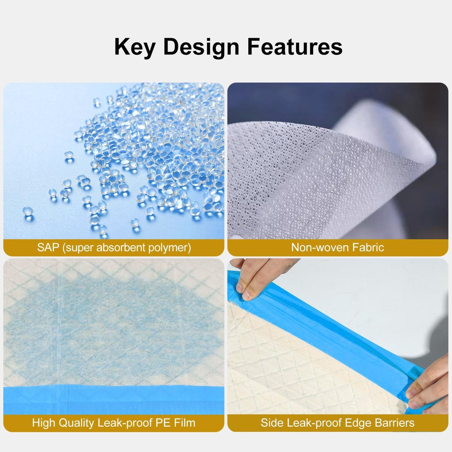 Gardner Pet Ultra Absorbent Thicker Dog Pee Pads Rugular 22"x22" Leak-Proof Odor-Control Small Blue Puppy Training Pads Full Edge-Wrapping Pad for Dogs Dogs, Puppies, Doggie, Cats, Rabbits - 50 Ct