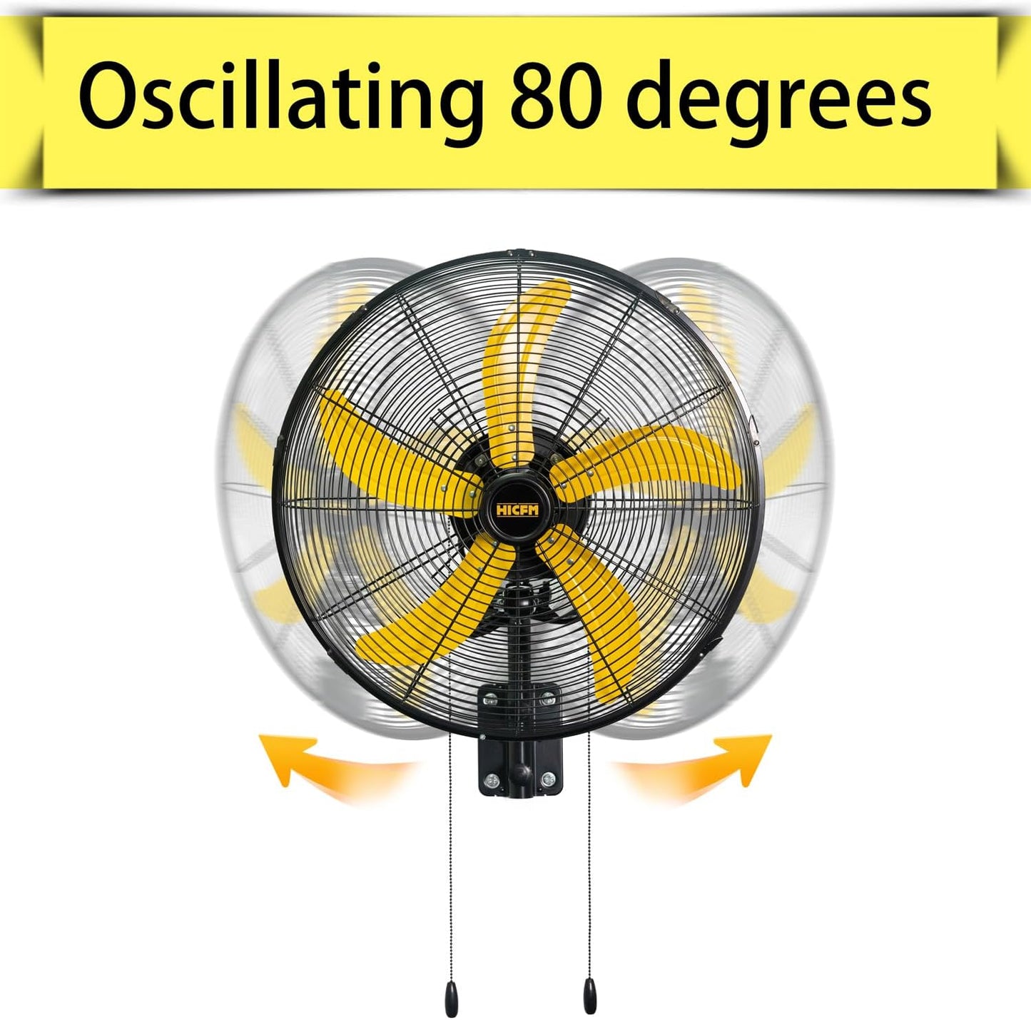 HiCFM 2 Pack 20" Oscillating Wall Mount Fan, 5000 CFM High Velocity Industrial Wall Mounted Shop Fans with 3-Speed Setting for Commercial, Garage, Warehouse, workshops, Factory - UL Listed