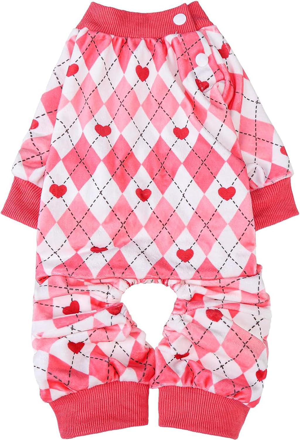 BEAUTYZOO Dog Pajamas Large Sized Dog, Summer Doggie Pajamas for Boy Girl, Soft Strechy Cotton Puppy Pjs Jammies Onesies for Men Women, Pet Jumpsuit Body Suit Cat Apparel Clothes, Pink Heart L