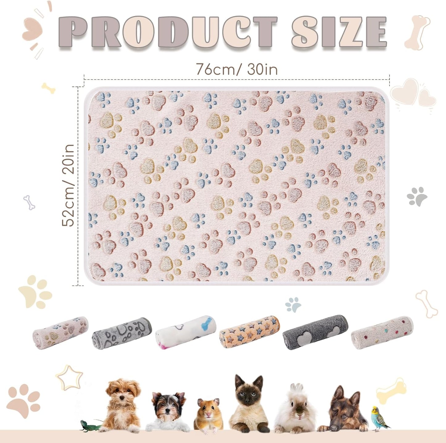 6 Pack Guinea Pig Cage Liner, Washable Guinea Pig Fleece Blankets Beding Accessories, Flannel Throw Warm Sleep Mat, Pet Pee Pads for Small Animal Hamster Rabbit Puppy Cat (30x20 Inch)