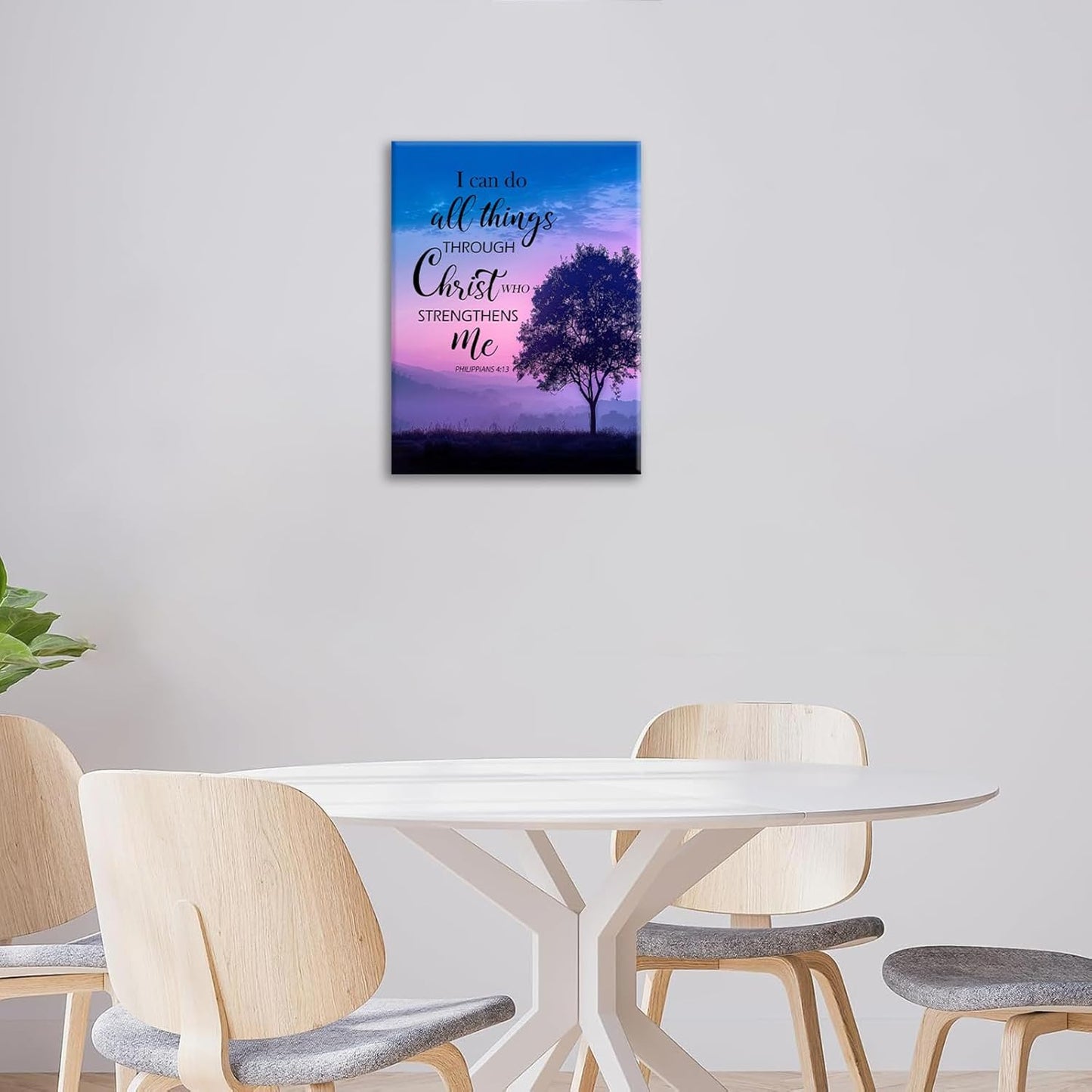 Christian Tree Wall Art I Can Do All Things Canvas Wall Decor Prints Framed Painting Purple Pictures Gifts Artwork for Bathroom Bedroom 16"x20"