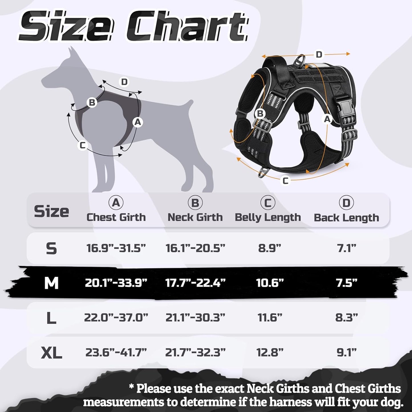 rabbitgoo Dog Harness No Pull, Military Dog Harness Medium Sized Dog with Handle & Molle, Easy Control Service Dog Vest Harness Training Walking, Adjustable Reflective Tactical Pet Harness, Black, M