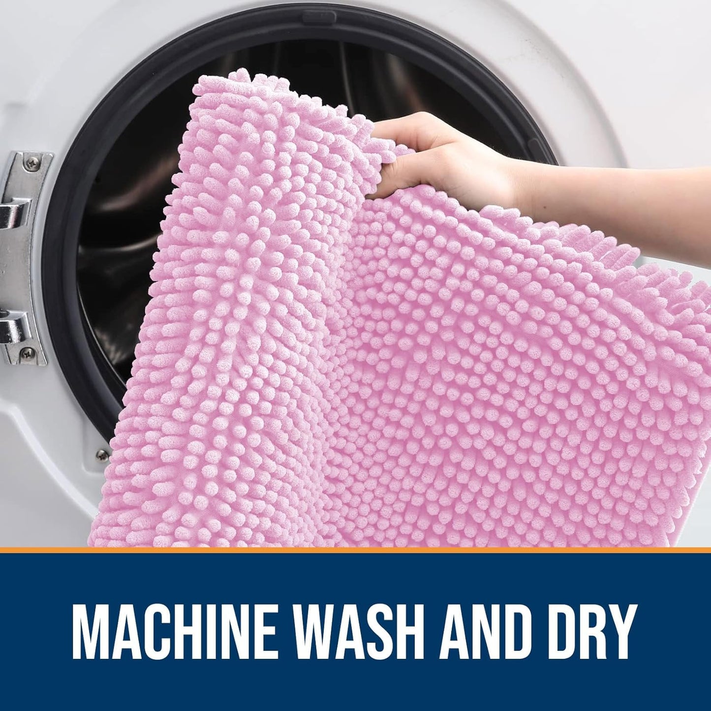 OLANLY Dog Door Mat for Muddy Paws 59x35, Absorbs Moisture and Dirt, Absorbent Non-Slip Washable Doormat, Quick Dry Chenille Mud Mat for Dogs, Entry Indoor Entryway Carpet for Inside Floor, Pink