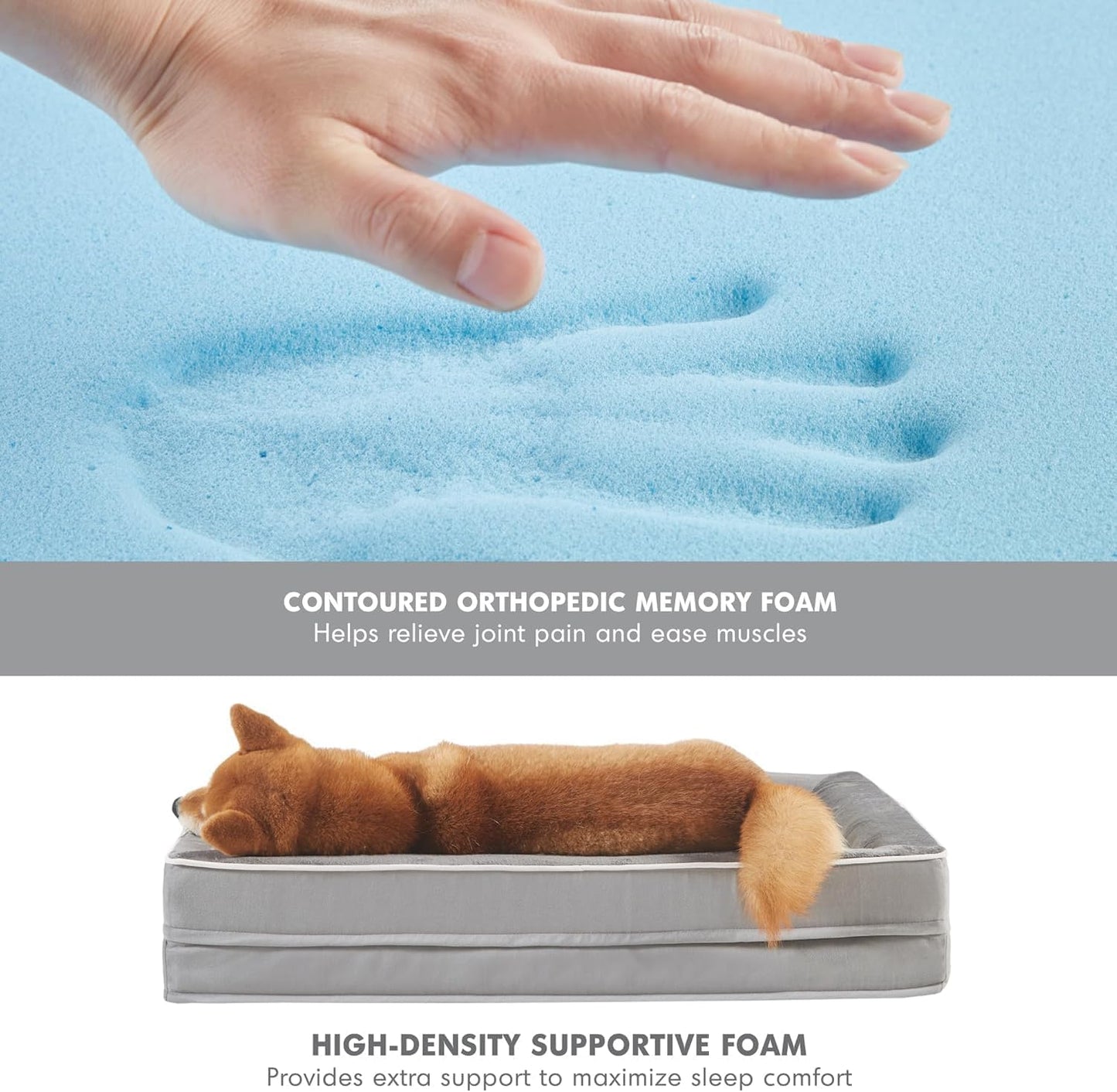 Friends Forever Orthopedic Dog Bed, Bolster Dog Bed with Memory Foam Pet Couch Sofa and Removable Washable Cover, Ally Navy, 42x32x7