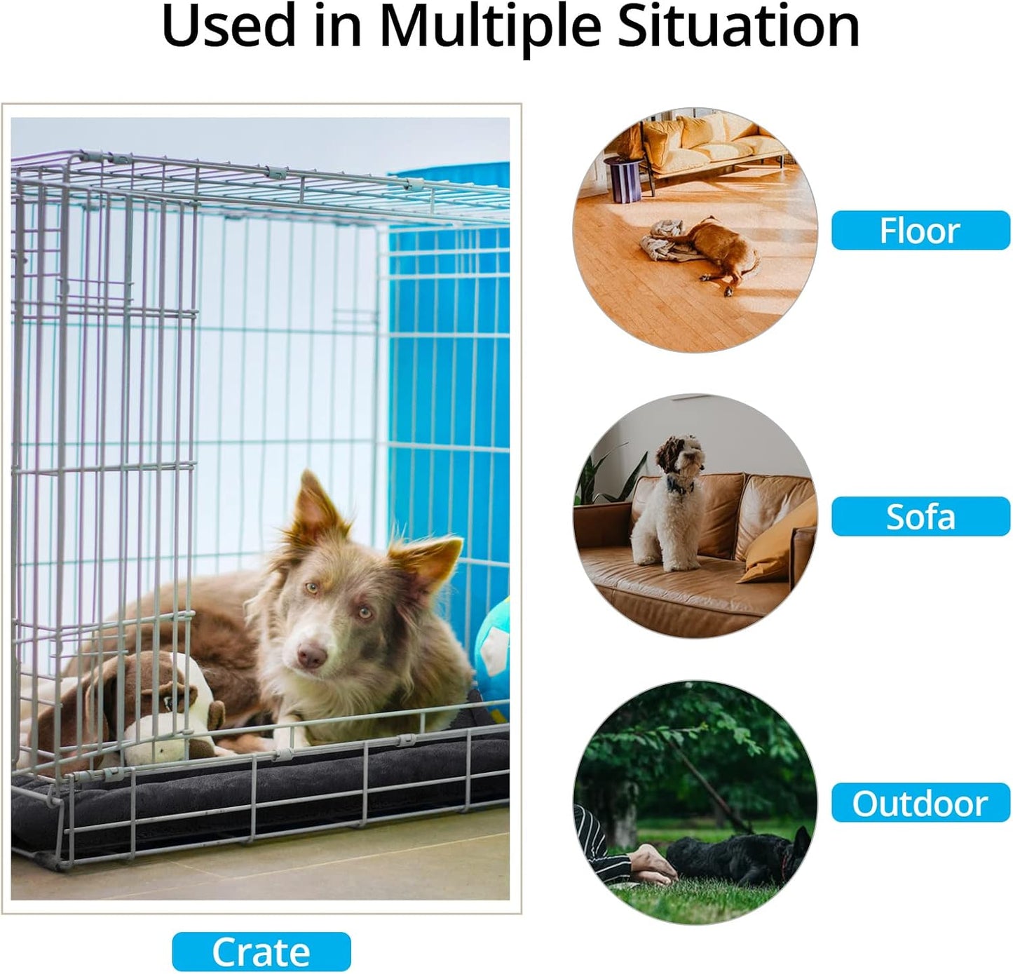 Ultra Soft Dog Bed & Kennel Pad for Large Dogs - Washable & Anti-Slip, Fits Metal Crates, Cozy Sleeping Mat, Dark Gray, 42 inch