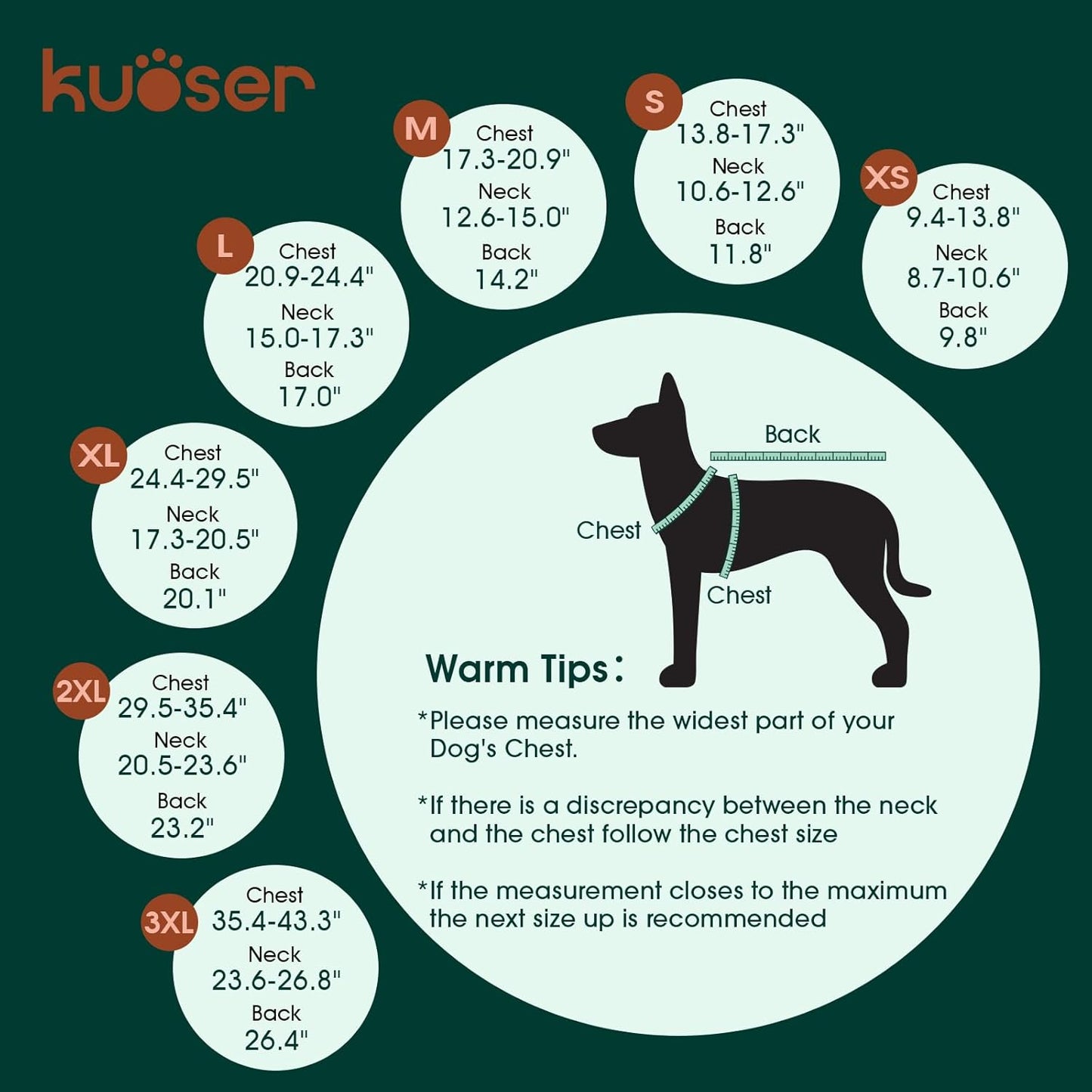 Kuoser Warm Dog Coat, Waterproof Dog Jacket for Extra Large Dogs, Adjustable Durable XL Doggie Winter Coat Reversible Cozy Puppy Cold Weather Apparel from Small to Large Breed, Red XL