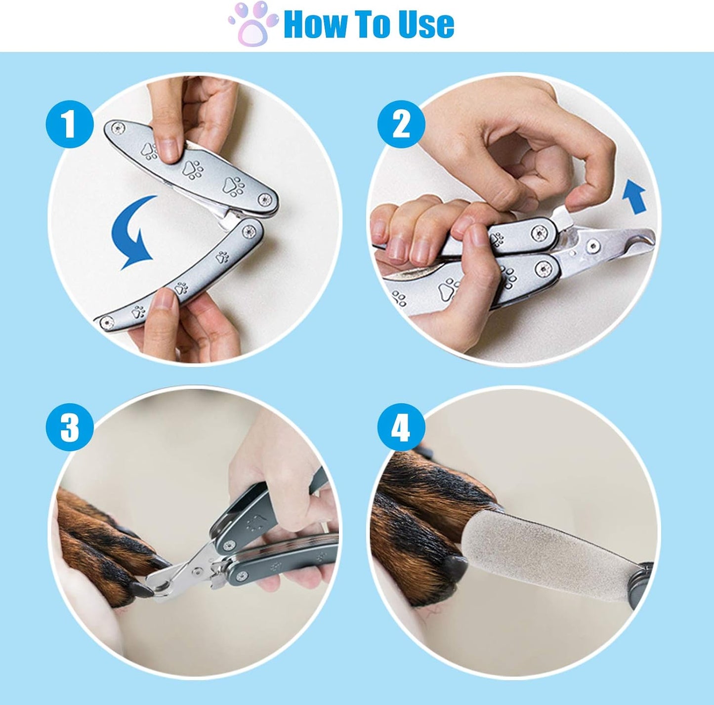 【2025 Quiet Design】 Dog Nail Clippers for Sensitive Dogs, Sharp Smoothest Nail Clippers for Large Medium Small Dog with Nail File & Comb, Cut Through Thick Nail in One Squeeze, Heavy Duty