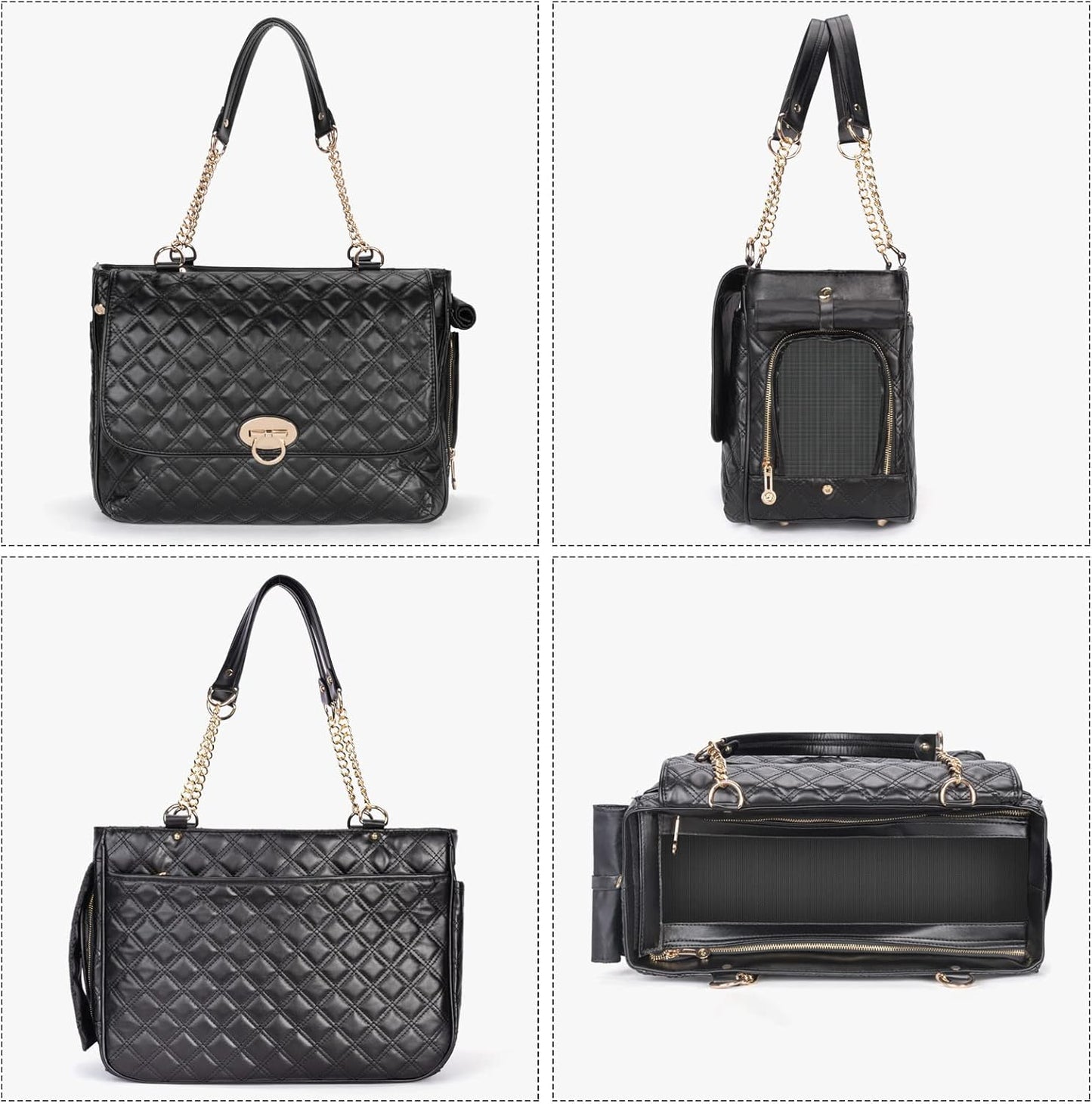 Fashion Pet Carrier Dogs Cat Small Animals Purse Bag, Leather Pet Carriers Dog Puppy Kitten Tote Travel Handbag TSA Airline-Approved