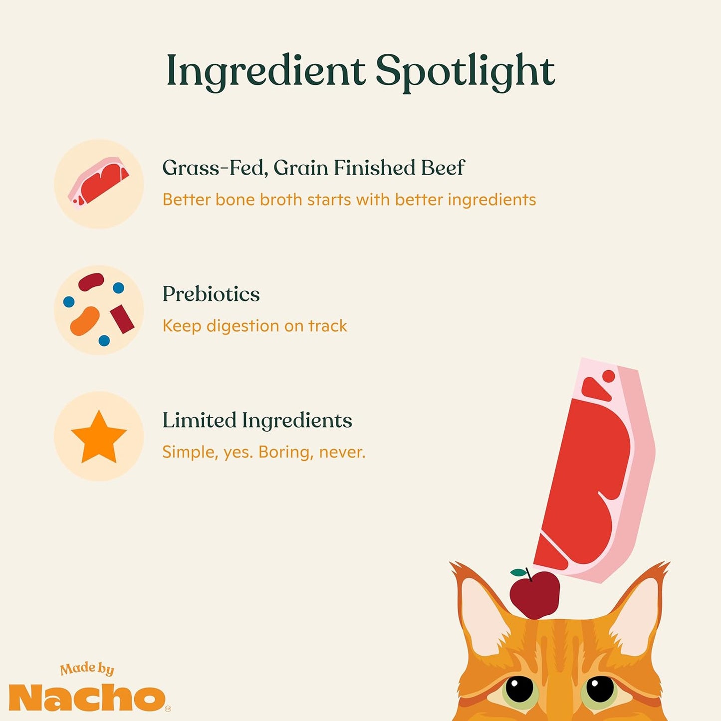 Made by Nacho Bone Broth Cat Food Topper for Hydration and Picky Eaters - Add Protein and Flavor to Your Dry Cat Food – Supports Optimal Nutrition, Digestion, Skin & Coat, 11 oz. (Pack of 4), Beef
