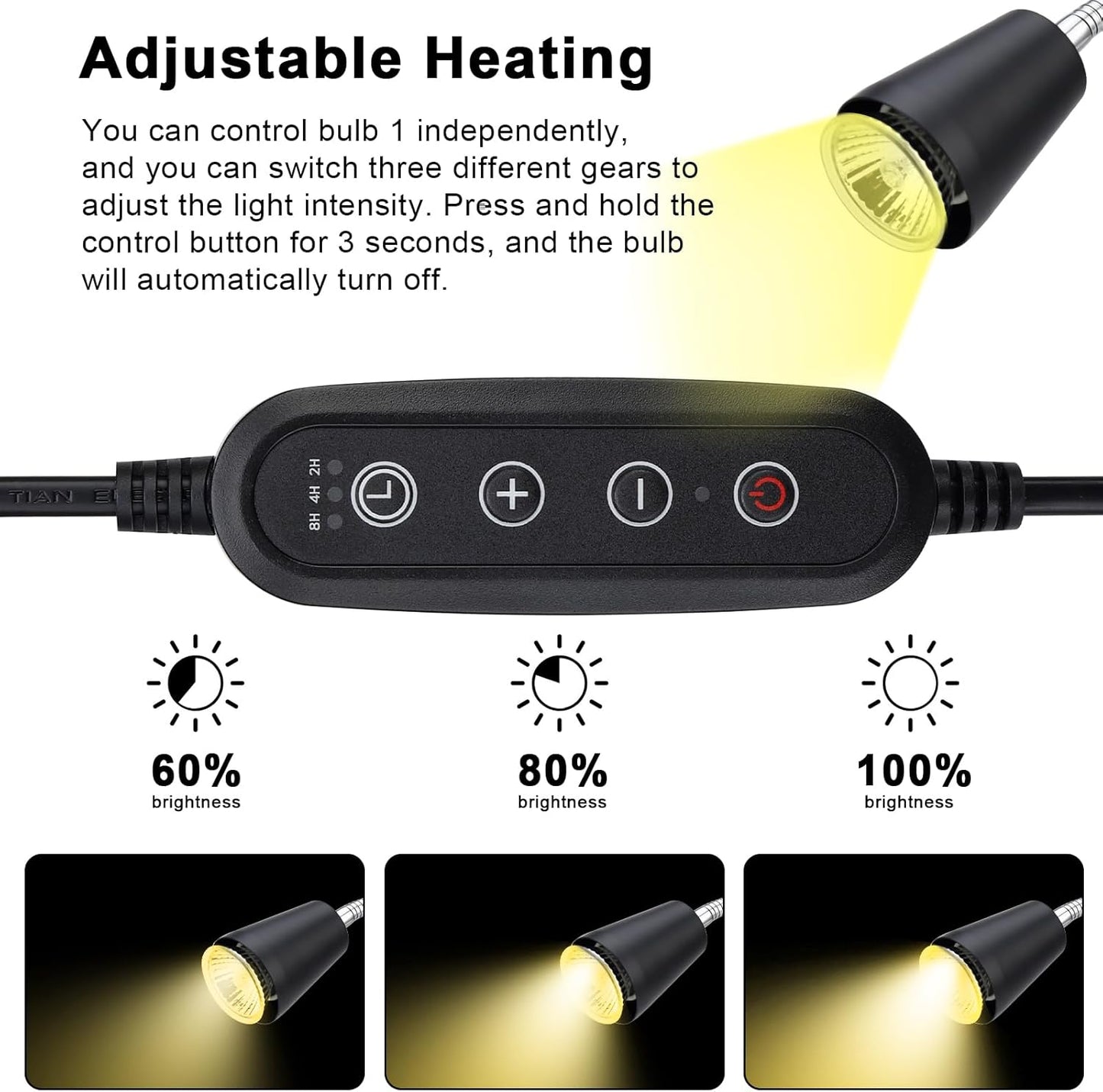 Reptile Heat Lamps, UVA/UVB Turtle Heat Lamp,Turtle Aquarium Light Bulbs, Heating Lamps with Cycle Timer, 360° Rotatable Heat Lamp for Lizard Turtle Snake Aquarium Aquatic Plants,2 Heat Bulbs