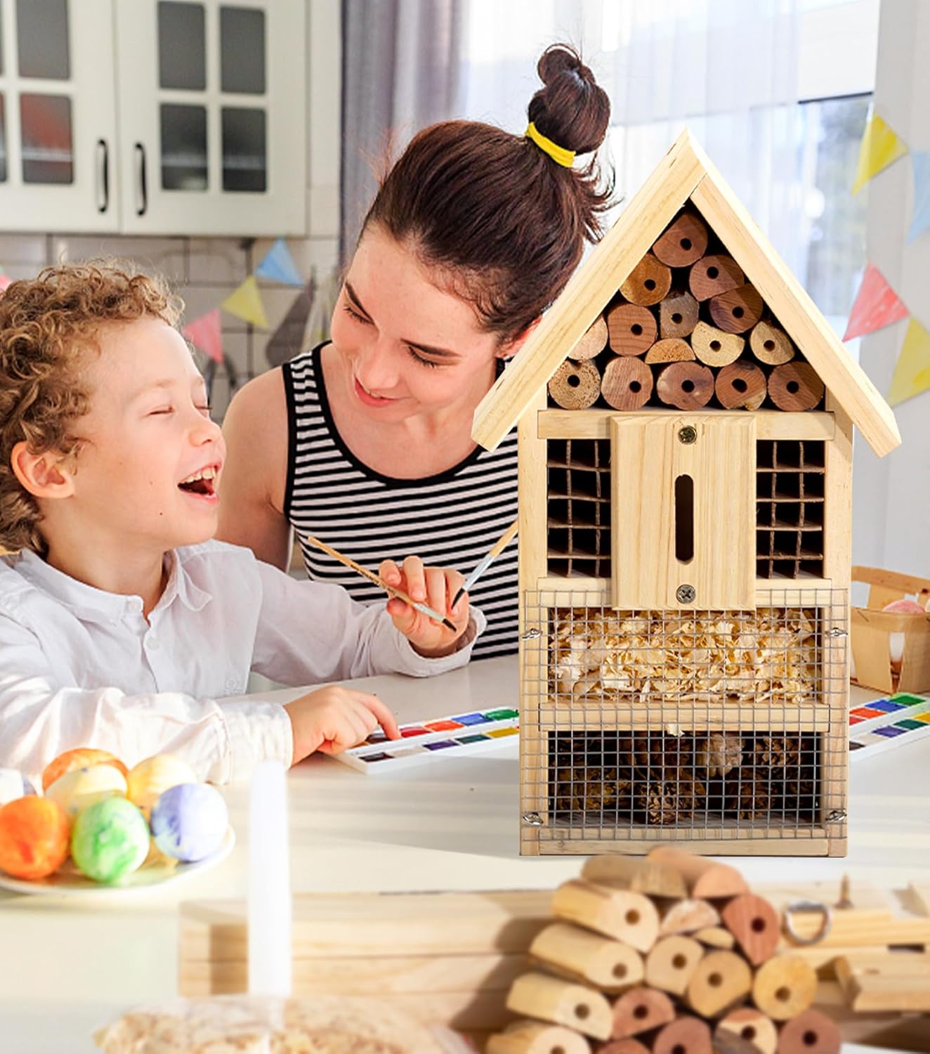 2 PK Large Cedar Wood Insect House Kit for DIY Project Backyard Insect House, Bee House, Nesting Habitat Shelters, Garden Shelter for Bees, Butterflies, Bugs