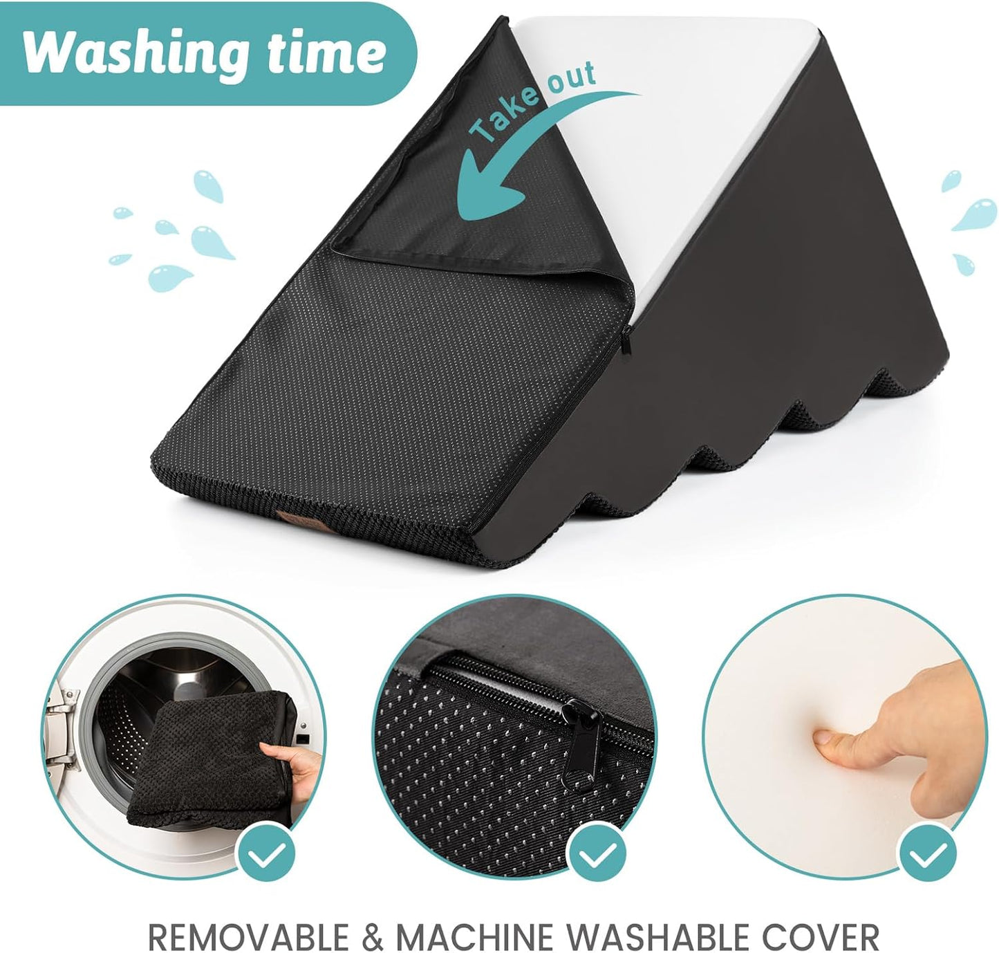 Dog Stairs for High Bed 22.6" H, Small Dog Step for Puppy, Older or Cat, Curved Ramp for Car, Ladder with High Density Foam, Lightweight, Durable, 15.7x33x22.6 inch, 5 Step, Black