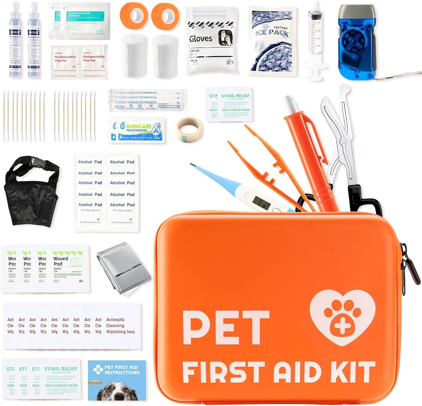 Portable Dog First Aid Kit with Hook - Water Resistant Pouch for Hiking, Camping, Daily Family Use, Travel, Pet Safety, Thoughtful Gift for Pet Owners (81pcs Upgrade Professional Version)