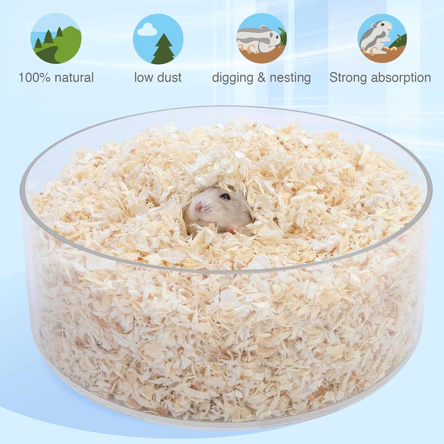 Niteangel Aspen Shaving Hamster Beddings for Syrian Dwarf Hamster Gerbil Mice Degu Rat Rabbit Bunny Guinea Pig Chinchilla Hedgehog or Other Small Pets (65L - 4mm)