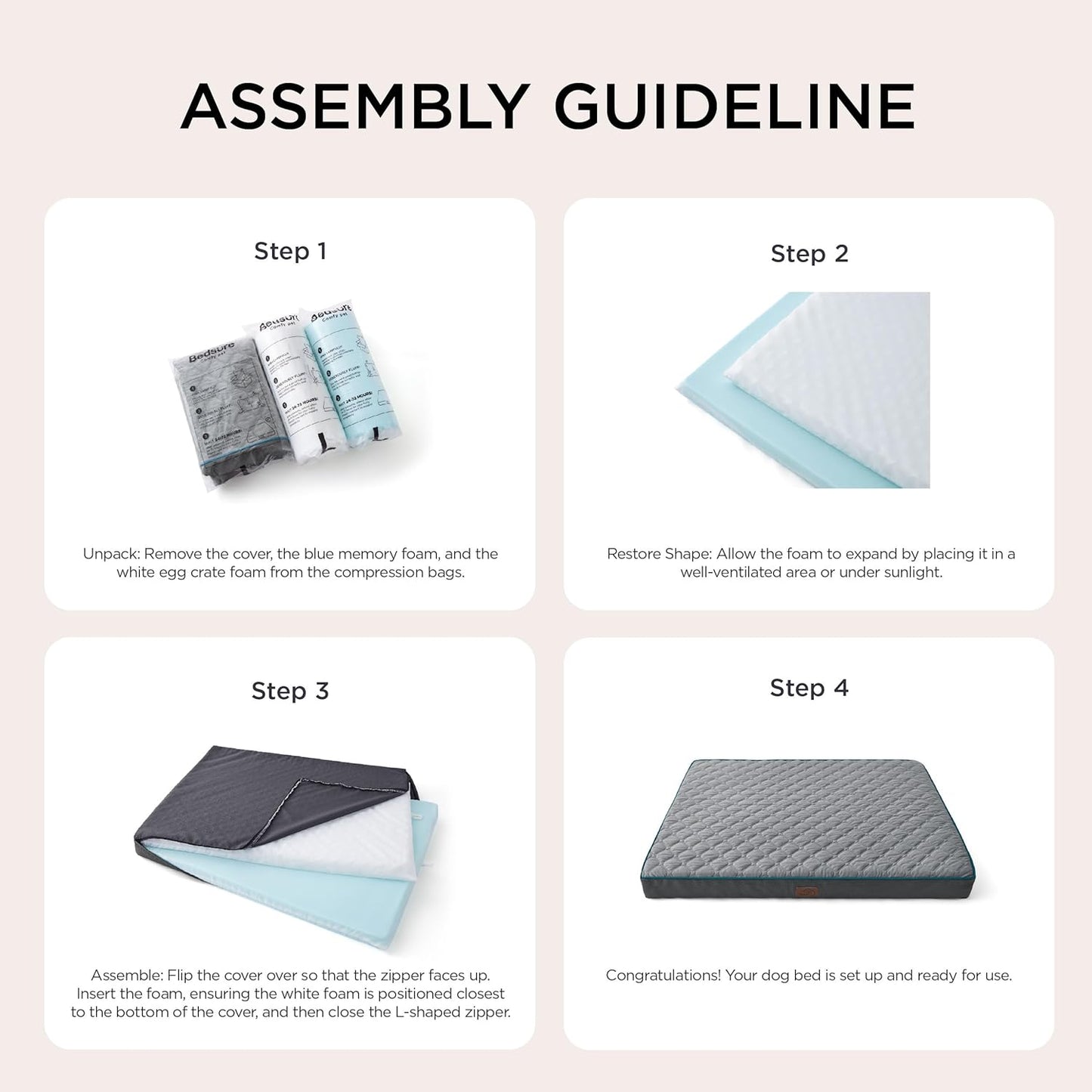 Bedsure Orthopedic Dog Bed for Large Dogs - Thick Flat Memory Foam Pet Mattress with Removable Washable Cover and Egg Crate Foam, Suitable for Pet Up to 65 lbs, 36x27x3.5 Inches, Black