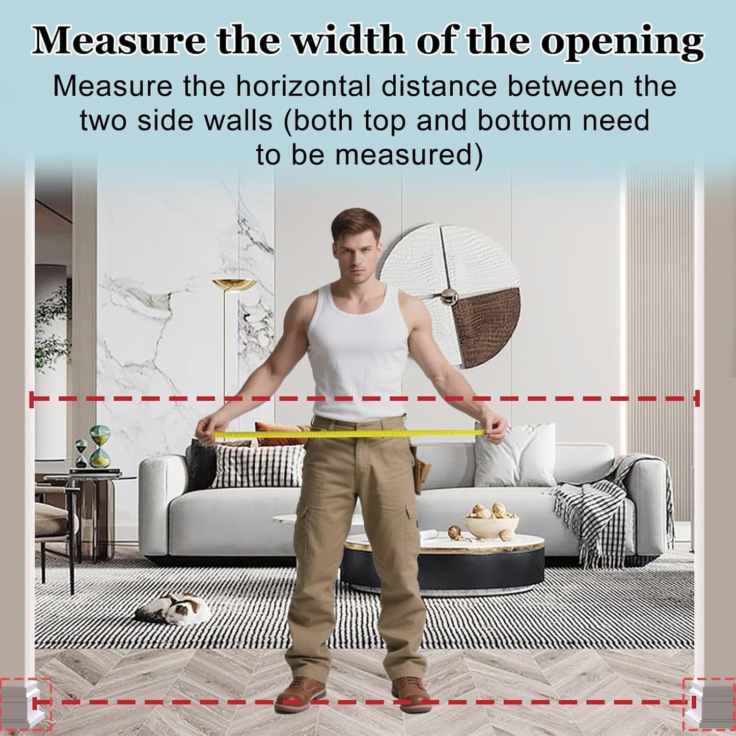 WAOWAO Triple Lock Baby Gate Extra Wide 76.77-81.49" Pressure Mounted Walk Through Swing Auto Close Safety Black Metal Dog Pet Puppy Cat for Stairs,Doorways,Kitchen