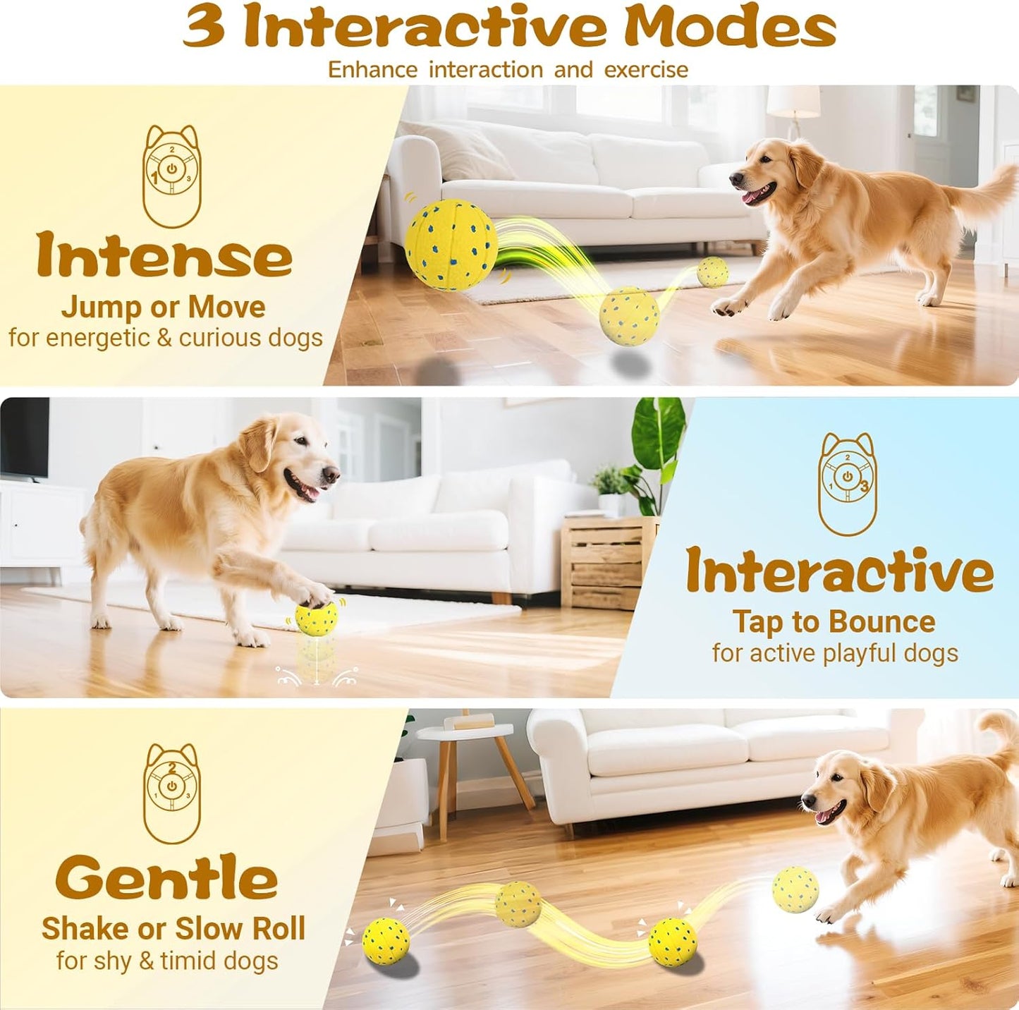 Dog Ball Interactive Dog Toy with Remote Control,Automatic Moving,Bouncing and Rotating 3 Modes,E-TPU Material Aggressive Chewers,IPX7 Waterproof,Rolling Ball for Large Medium Dogs
