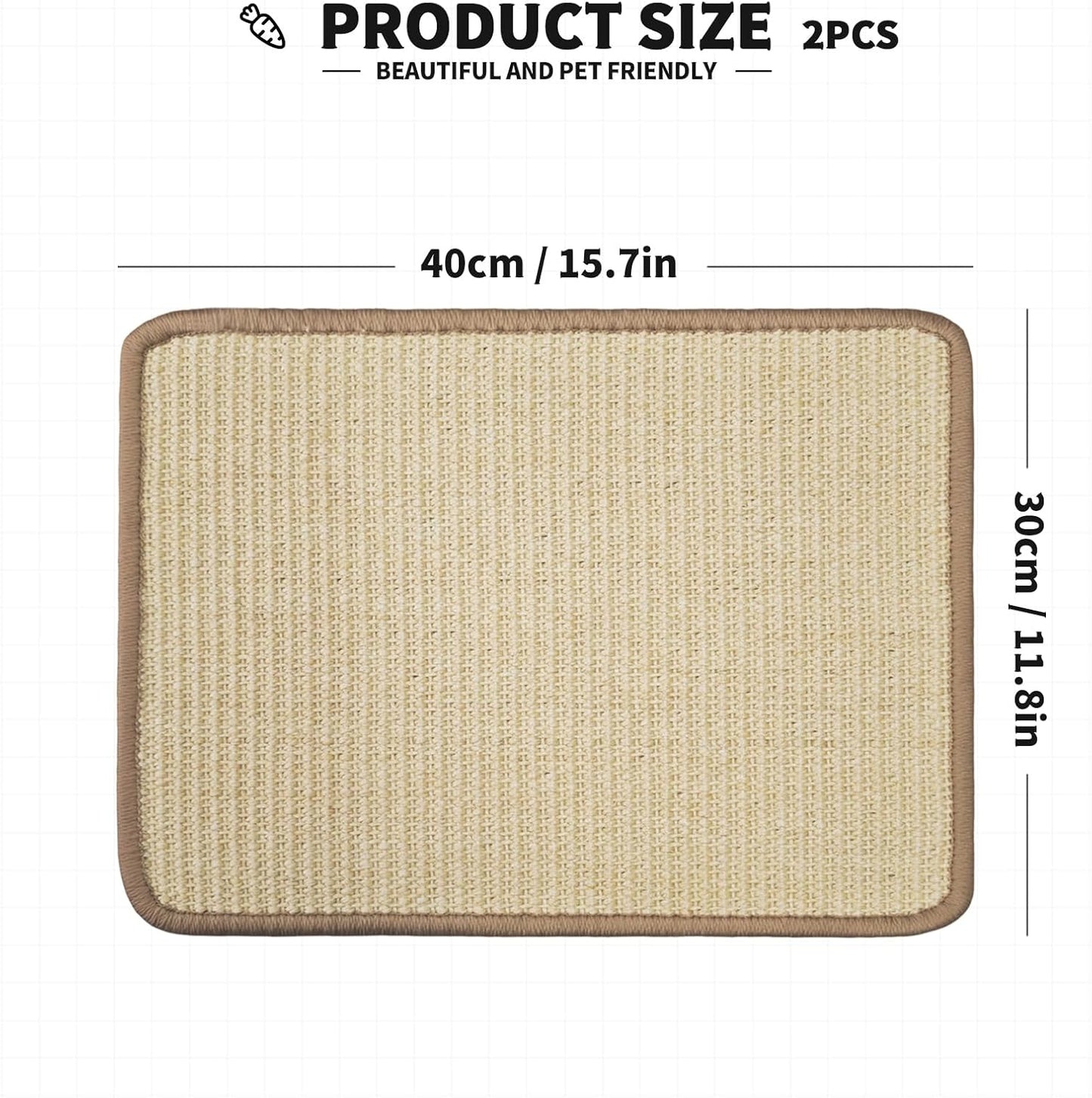 2Pcs Rabbit Scratch Mat,16 x 12 Inch Sisal Rabbit Scratching Pad,Rabbits Scratching Mats for Cages,Claws and Teeth Care Rabbits Chew Toys,Small Pet Bedding for Biting Sleeping Nesting