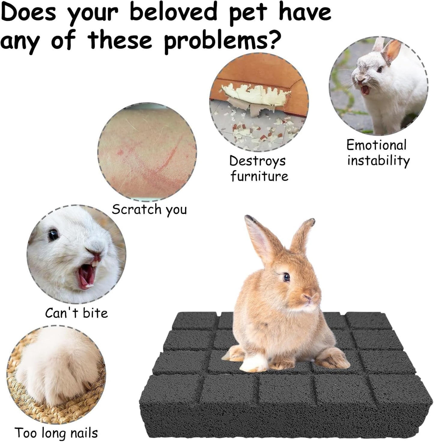 Hamiledyi 10PCS Rabbit Scratching Pads Bunny Lava Grinding Claw Pads Small Animal Foot Pads Hamster Scratch Board Chew Toys for Gerbil Chinchilla Hedgehog Guinea Pig Cage Accessories