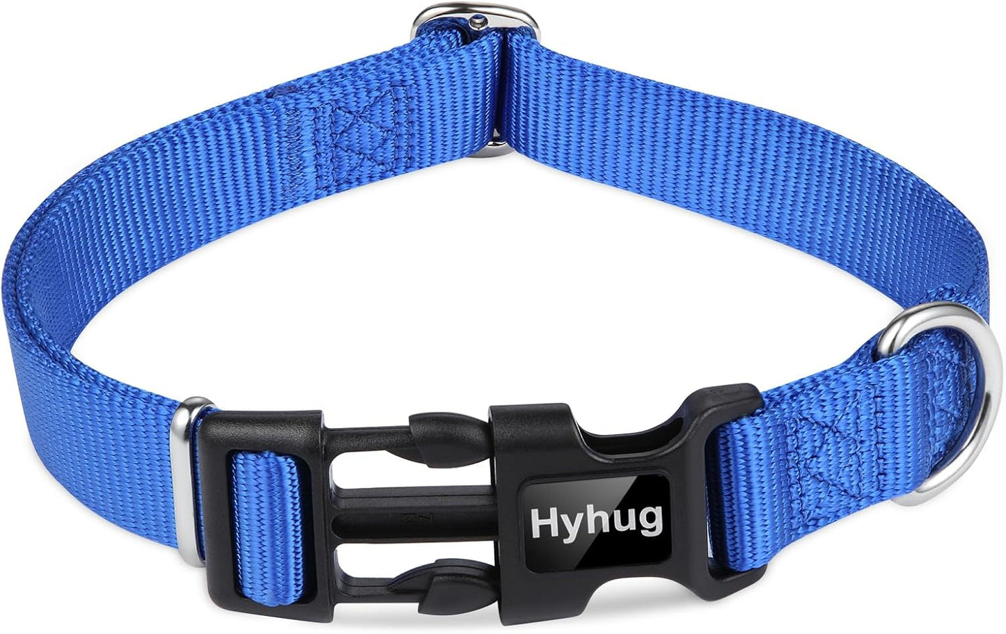 Hyhug Medium Dog Collar, Blue:Heavy-Duty Quick-Release Nylon Buckle, Adjustable & Durable, Cute Dog Collar (Medium, Bright Blue)