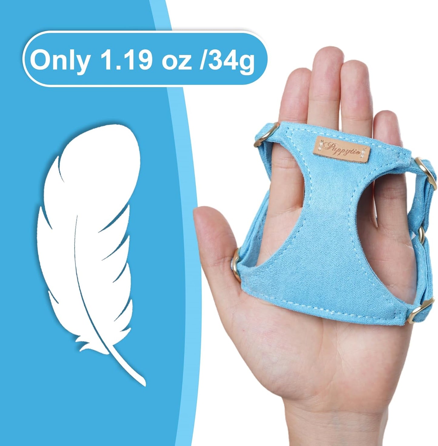 Puppytie Ultra-Light No-Pull XXS Dog Harness – Escape-Proof Adjustable Vest for Small Breeds (2.2-6lbs)