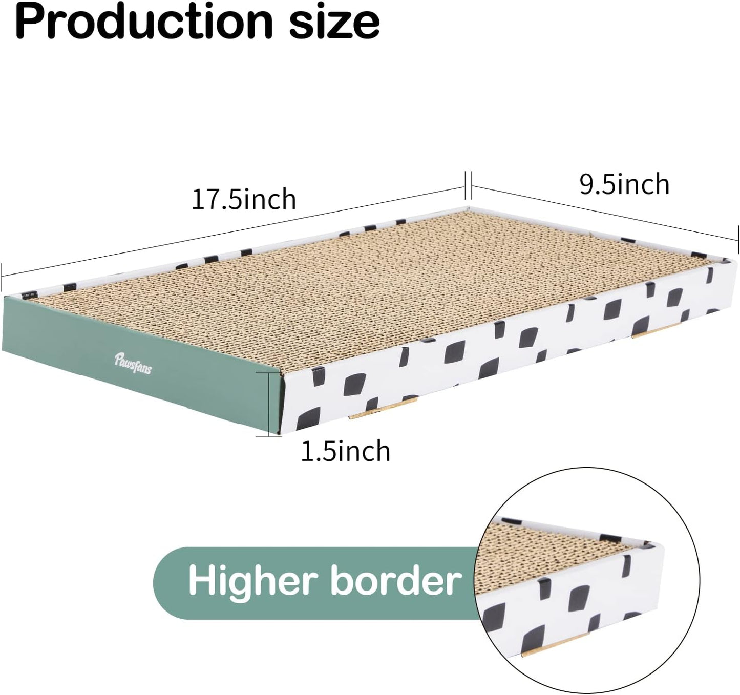 PAWSFANS Cat Scratcher Cardboard Scratch Pad with Box Durable Corrugate Scratching Board Kitty Sofa Lounge Bed Reversible Catnip Included for Indoor Cats,Large (Box, 3pcs)