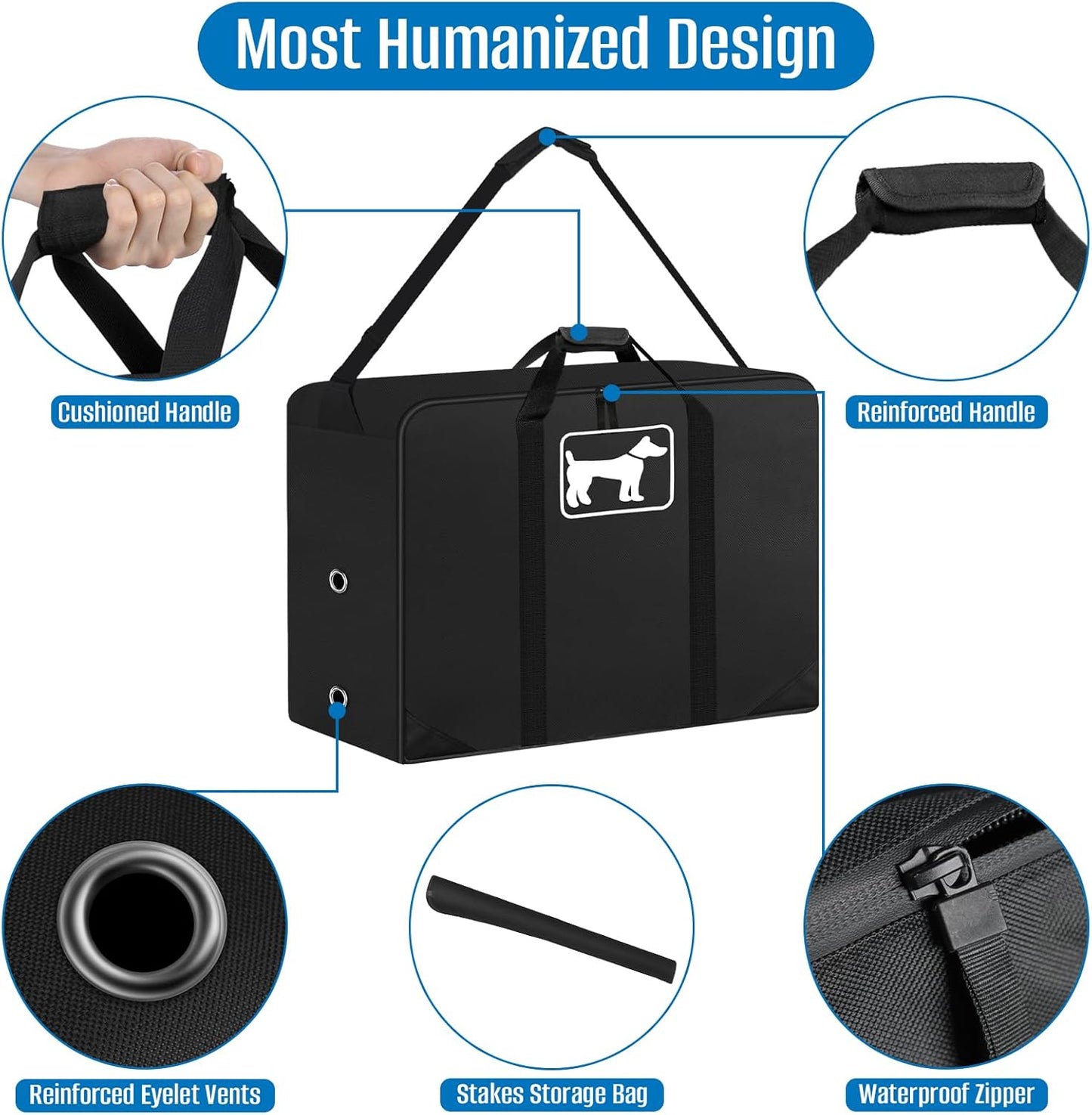 SIRUITON Dog Playpen Storage Bag Fits 45 H 8 Panels and 9 Stakes Foldable Exercise Pet Playpen, Dog Fence Travel Bag, with Reinforcing Plate & Shoulder