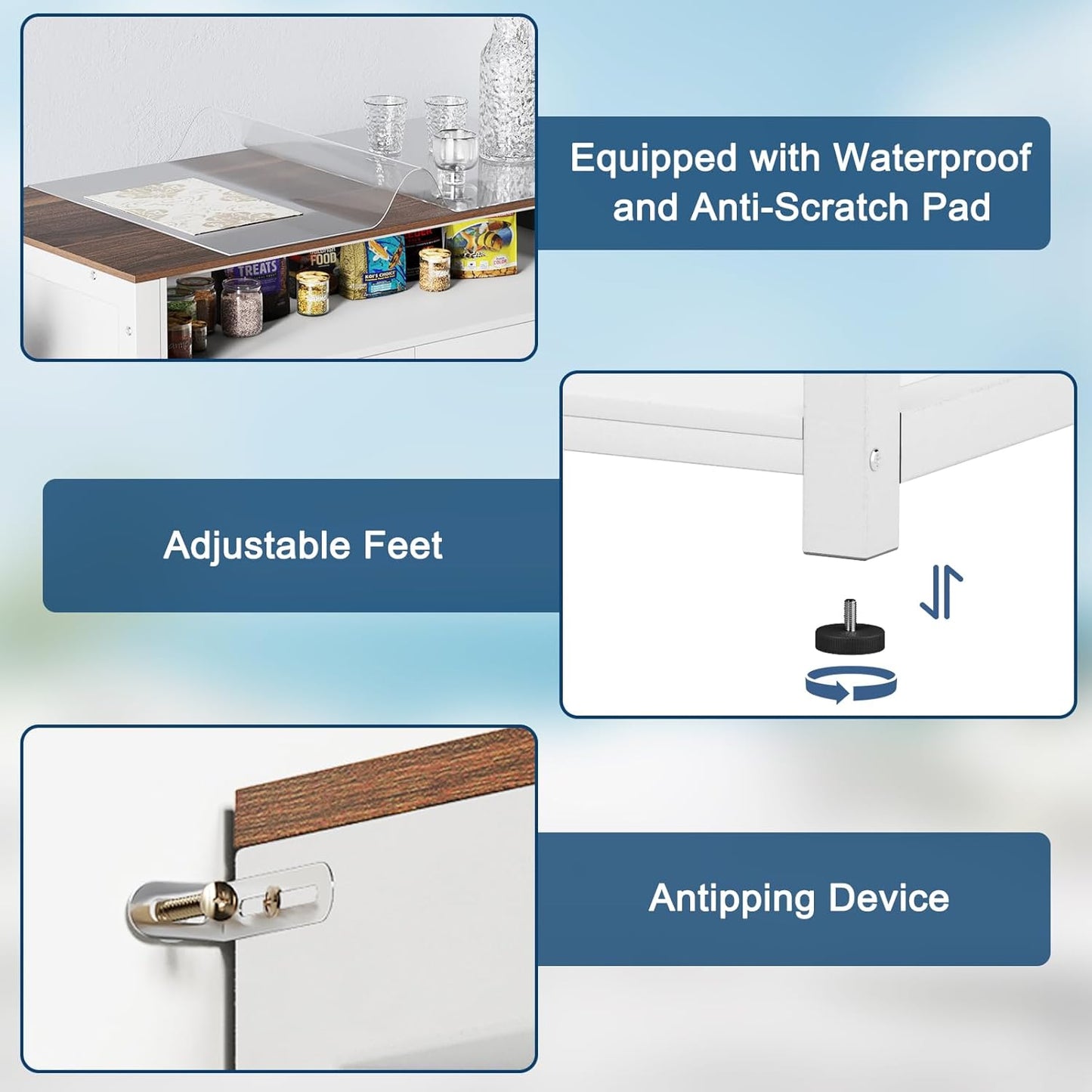 20-29 Gallon Fish Tank Stand with Power Outlet & 2 Storage Drawers, Heavy Duty Metal Frame Aquarium Stand with Waterproof Mat, 30.7" L*15.7" W Tabletop, 550LBS Capacity, White+Brown