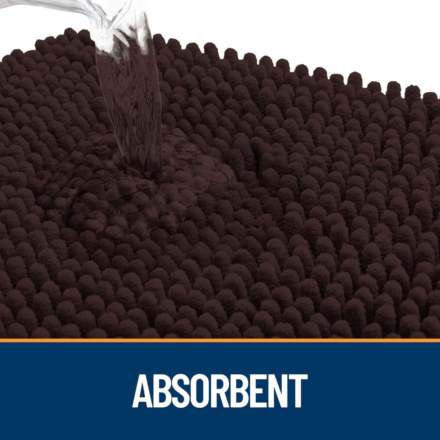 OLANLY Door Mat for Muddy Dog Paws 59x24, Ultra Absorbent Chenille Mud Doormat with Paw Print Design, Non-Slip Washable Doormat for Indoor Entryway, Quick-Dry Pet Bed Mats for Dirty Dogs, Brown