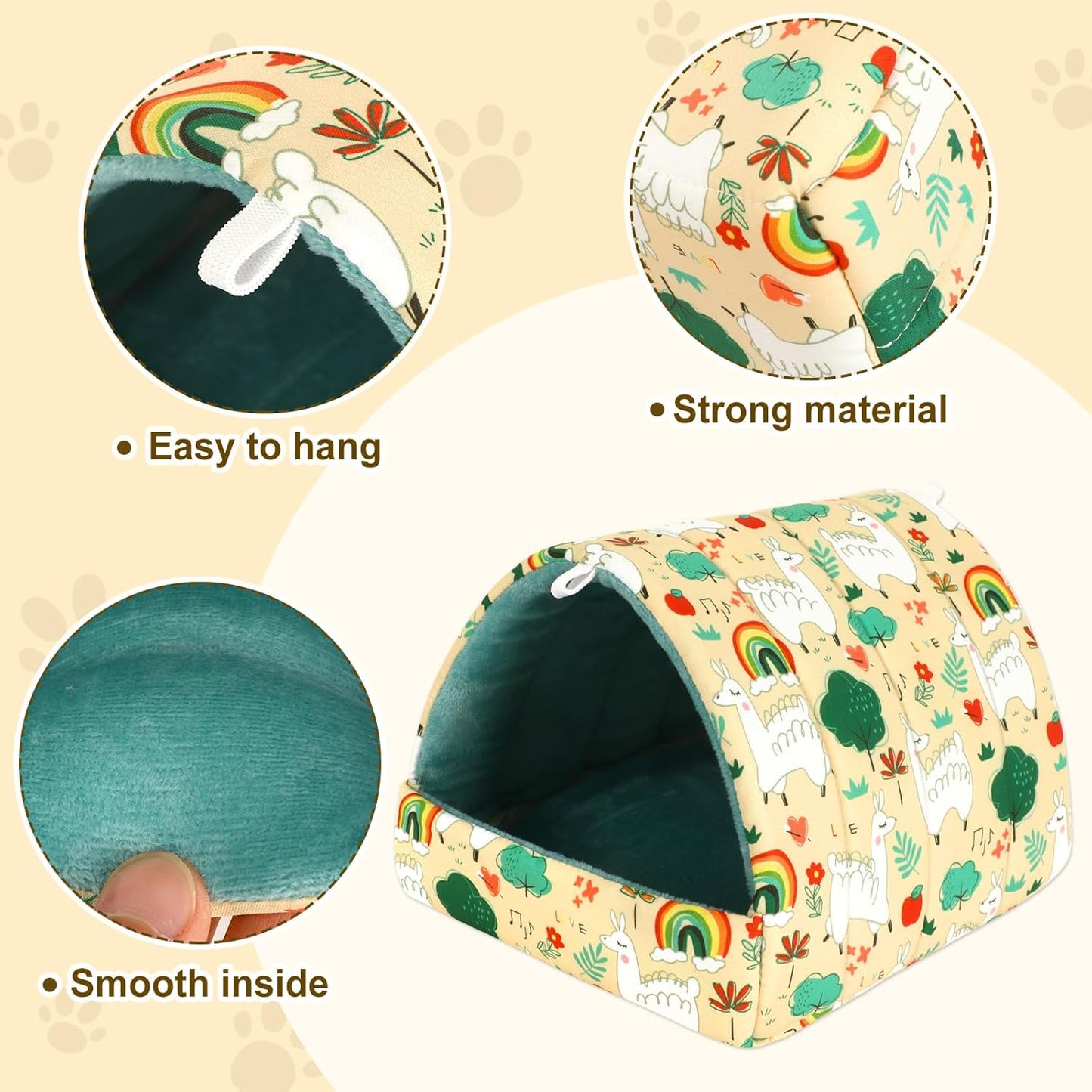 UPINS Guinea Pig Bed, Guinea Pig Hideout Washable Small Animal House Cage Accessories for Dwarf Rabbits Chinchillas Hamsters Hedgehogs Ferrets Bearded Dragons and Rats