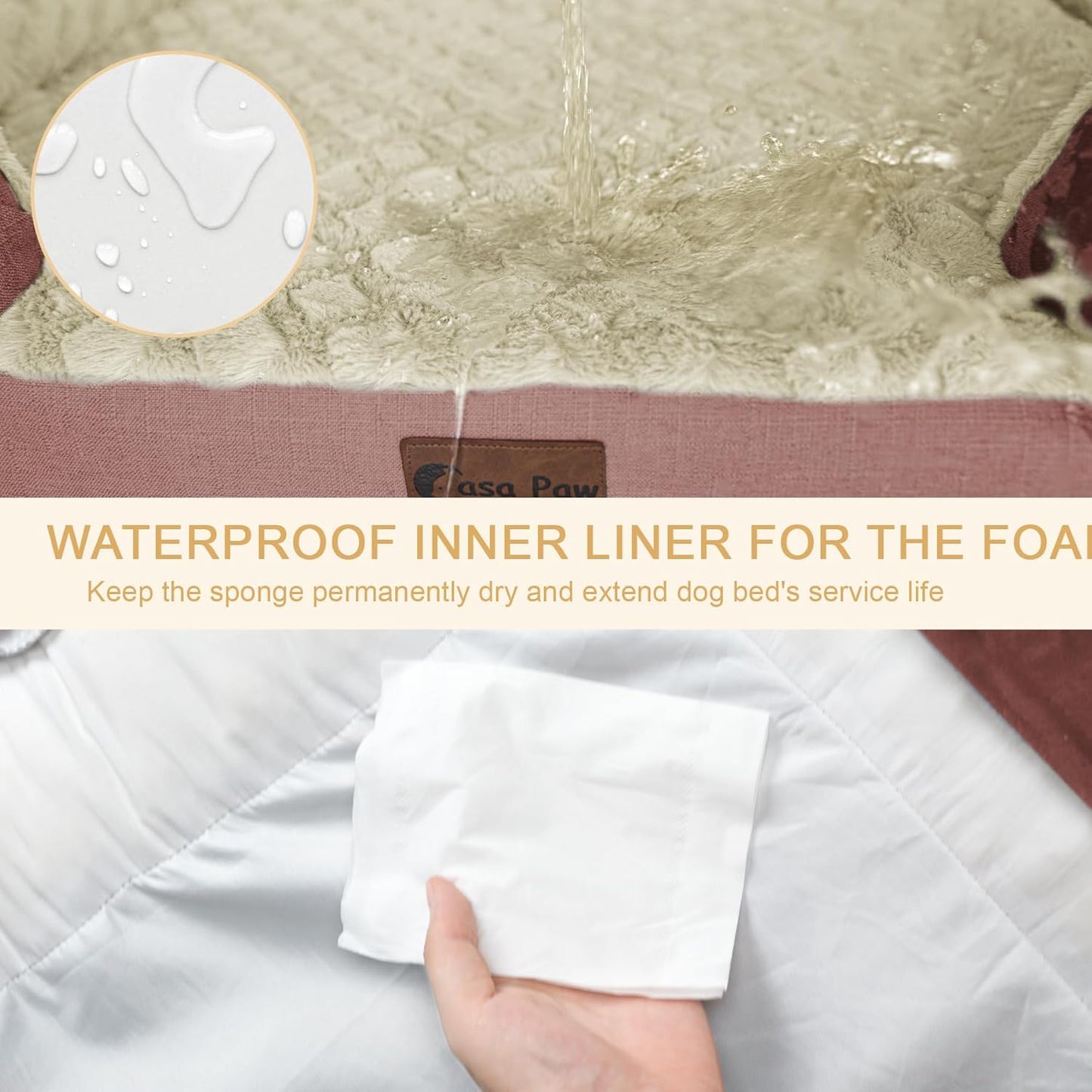 Orthopedic Waterproof Dog Bed for Extra Large Dogs, Memory Foam XL Dog Bed with Sides, Egg-Crate Foam and Non-Slip Bottom Jumbo Dogs Couch Beds with Washable Removable Cover(Jumbo,Pink)