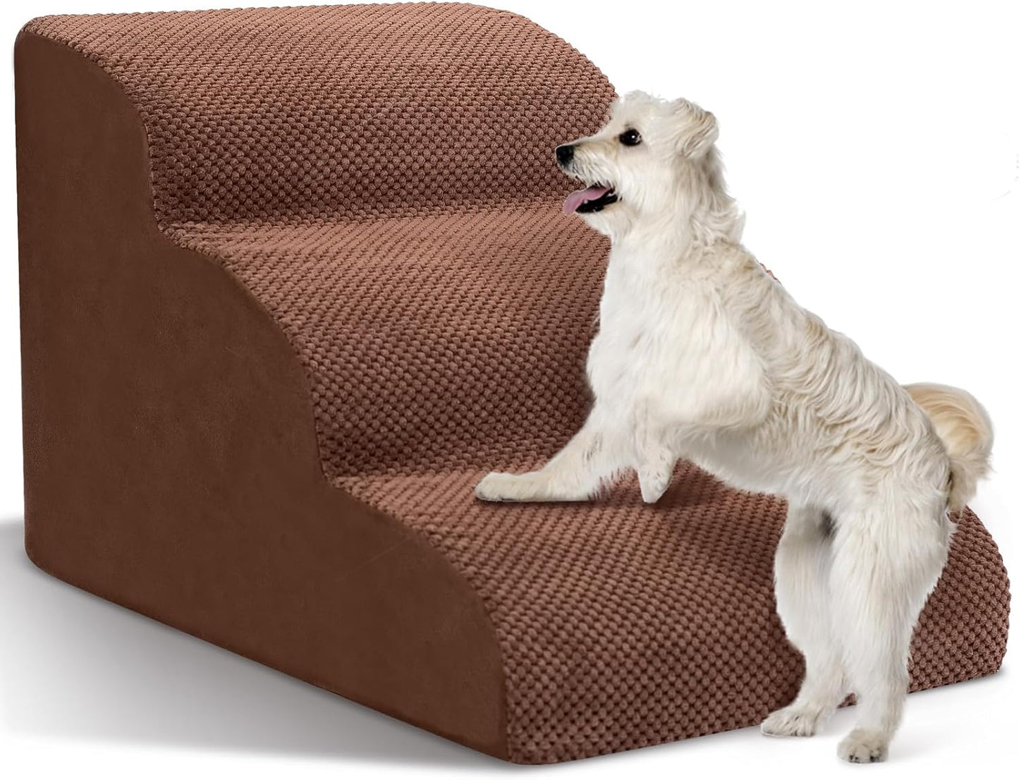 Dog Stairs for Small Dogs - High Density Foam Pet Steps, Extra Wide Dog Ramp with Non-Slip Bottom for High Beds, Couch and Sofa, Best for Dogs Injured, Older Doggy Cats
