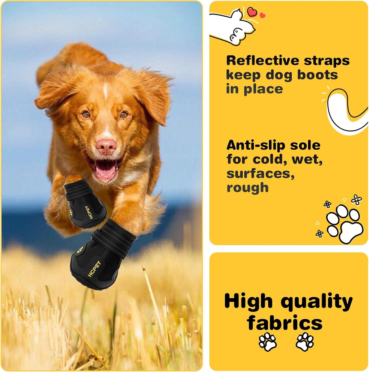 Hcpet Dog Shoes, Dog Boots for Small Dogs, Waterproof Medium Dog Booties Paw Protector for Summer Hot Pavement, Winter Snowy Day, Outdoor Walking, Indoor Hardfloors Anti Slip Sole Black Size 2