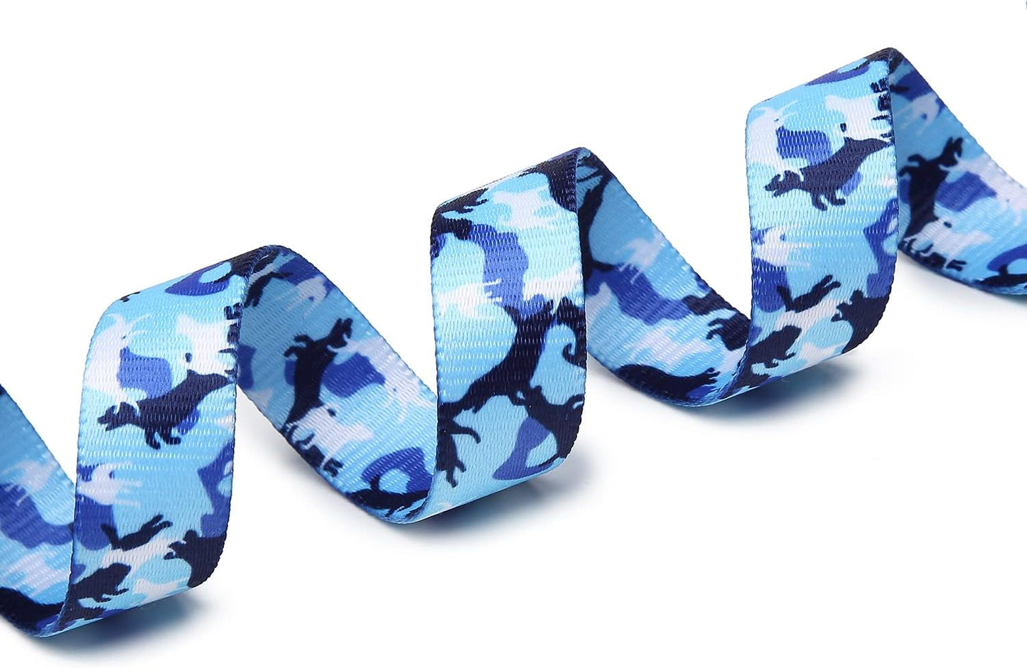 Mercano Adjustable Dog Collar - Special Design Patterns, Soft Nylon Comfortable Durable Pet Collar for Small Medium Large Dogs (L, Dog Camouflage Blue)