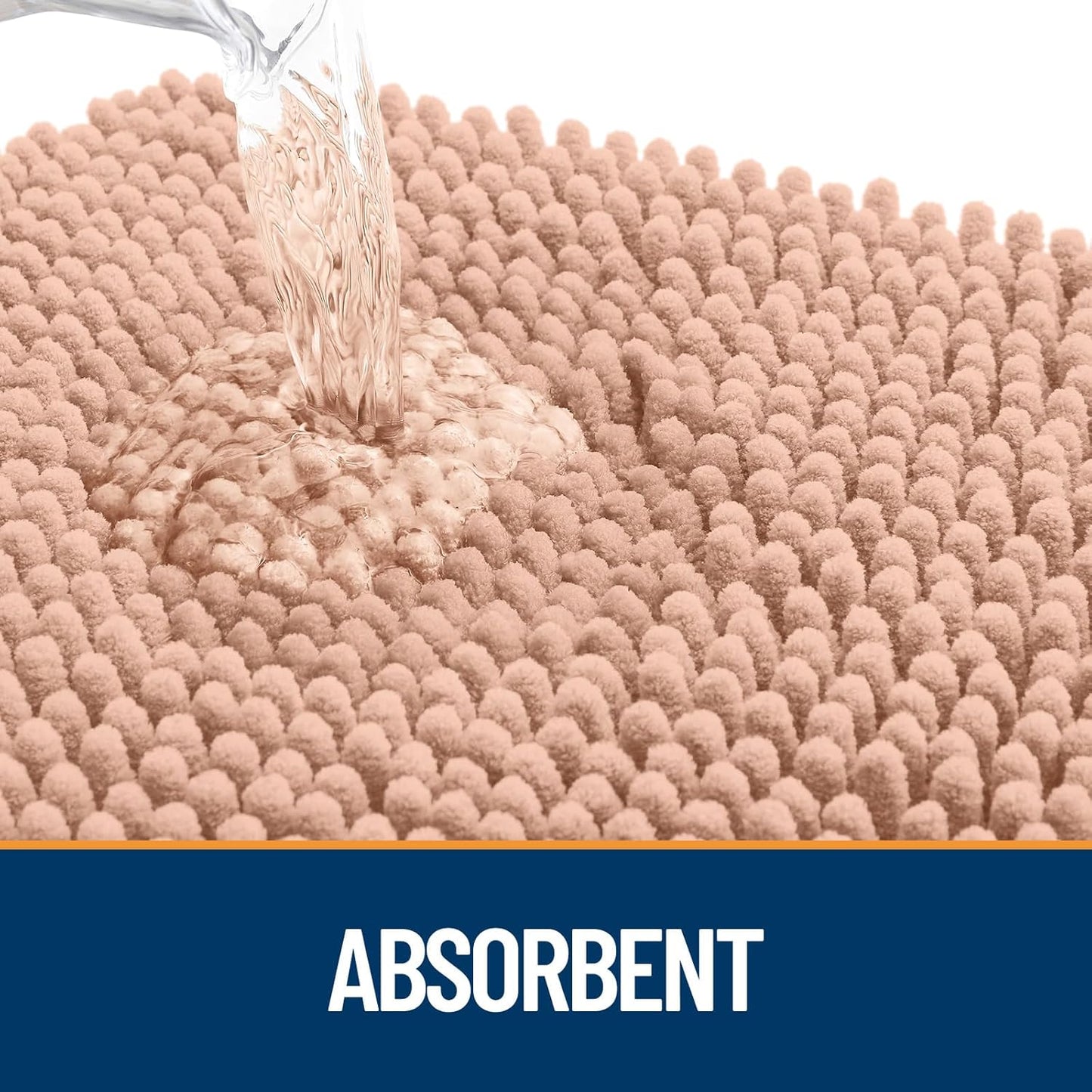 OLANLY Dog Door Mat for Muddy Paws 30x20, Absorbs Moisture and Dirt, Absorbent Non-Slip Washable Doormat, Quick Dry Chenille Mud Mat for Dogs, Entry Indoor Entryway Carpet for Inside Floor, Peach