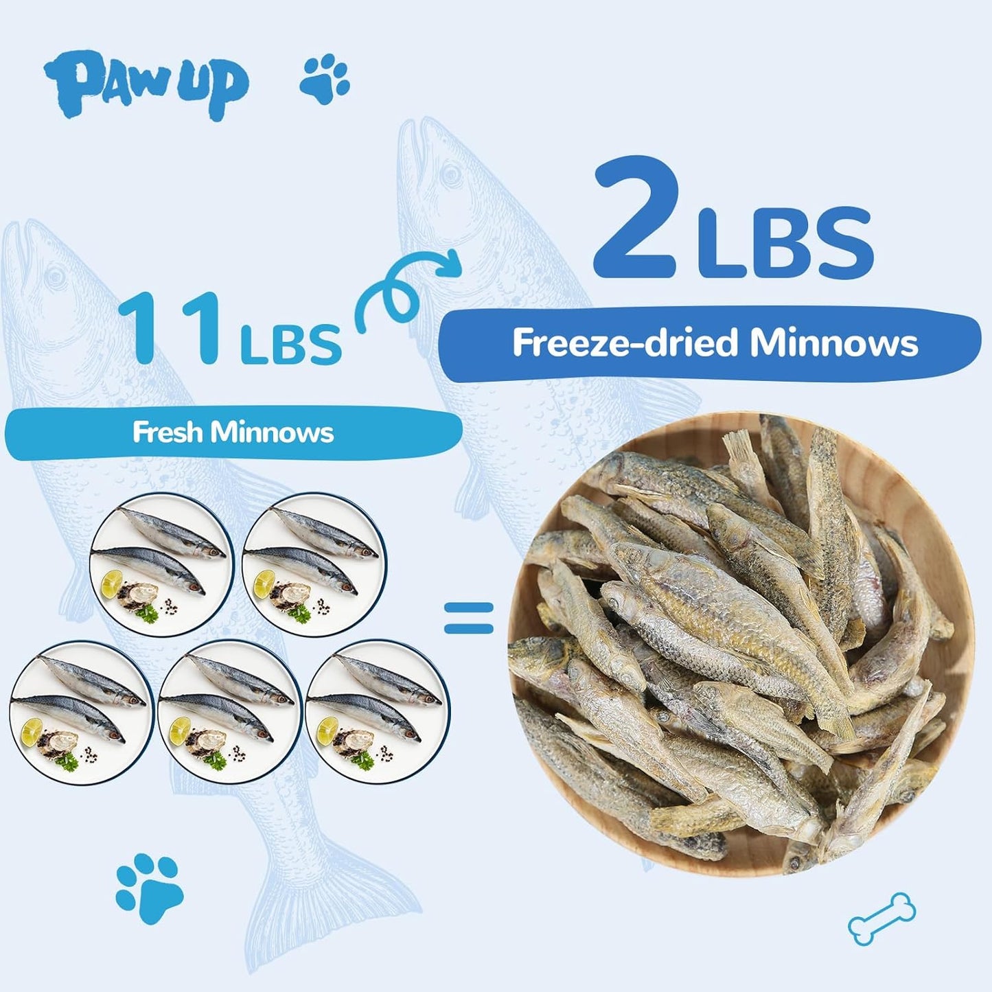 Freeze Dried Minnows Cat Treats – 100% Natural, Single-Ingredient Pet Snacks – Rich in Omega-3, Grain-Free – Healthy Training Rewards & Meal Toppers for Dogs & Cats, 2.8 oz