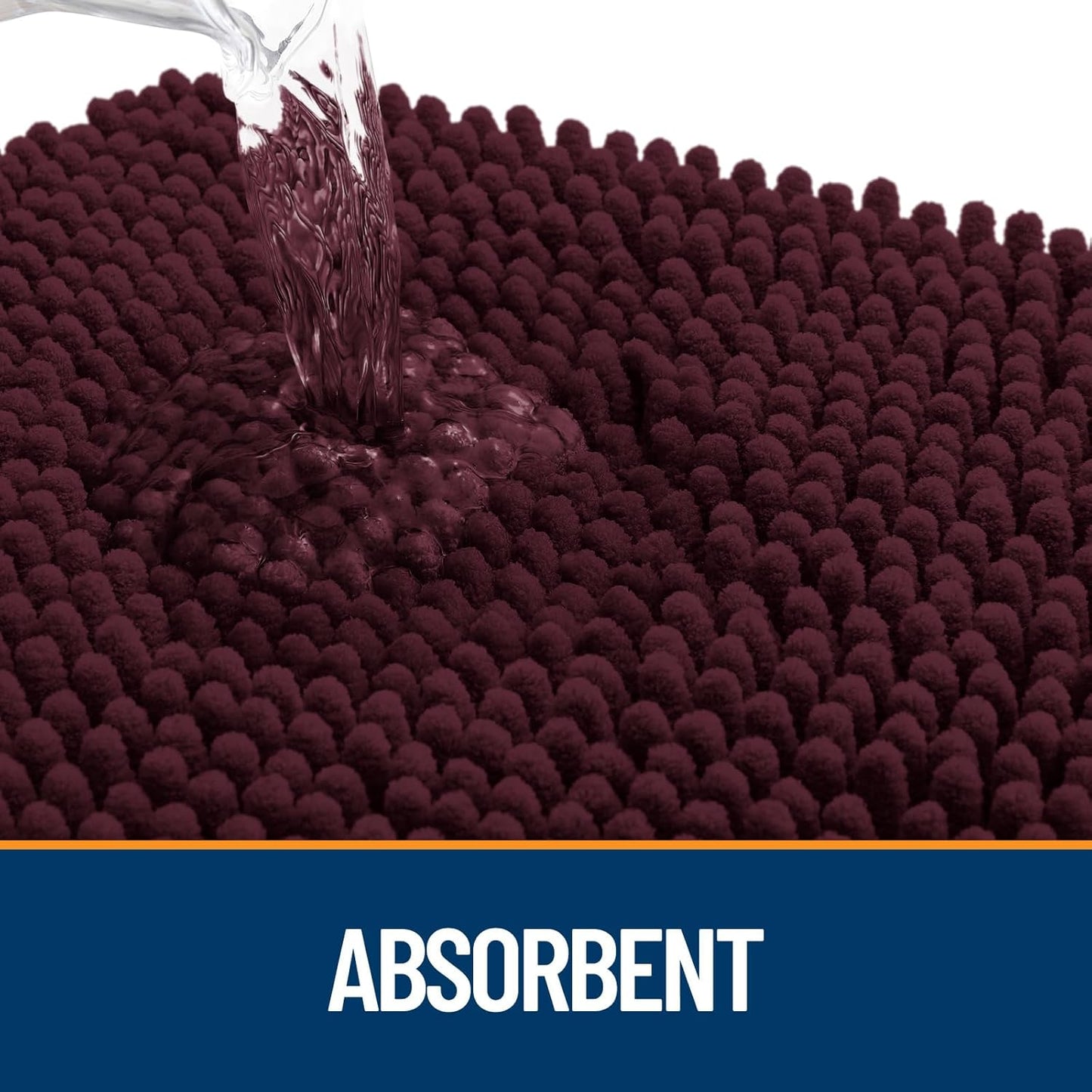 OLANLY Dog Door Mat for Muddy Paws 44x24, Absorbs Moisture and Dirt, Absorbent Non-Slip Washable Doormat, Quick Dry Chenille Mud Mat for Dogs, Entry Indoor Entryway Carpet for Inside Floor, Russet