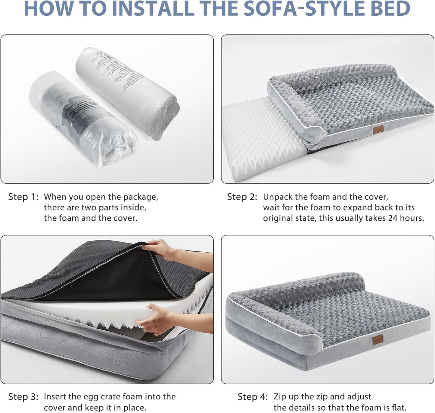 BFPETHOME Orthopedic Dog Beds for Large Dogs-Waterproof Sofa Dog Bed with Removable Washable Cover, Big Pet Bed with Waterproof Lining and Nonskid Bottom,Pet Bed for Large Dogs