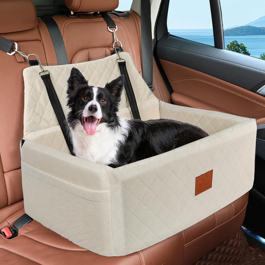 Dog Car Seat for Large Medium Dogs,Washable Pet Carseat Under 55 lbs or 2 Small Dogs,Dog Booster Seat Travel Bed with Thick Cushion,2 Safety Leashes