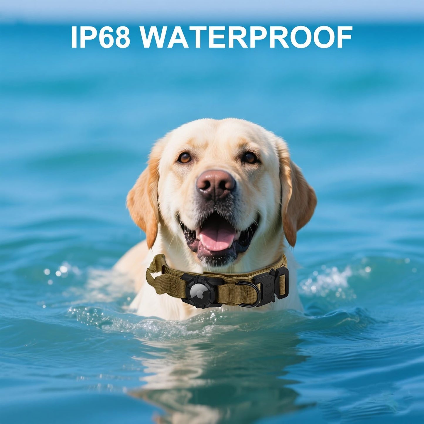 Tactical AirTag Dog Collar - Heavy Duty, Adjustable GPS Collar Compatible with Apple AirTag, with Holder & Control Handle for Medium/Large Dogs [ Brown, M ]